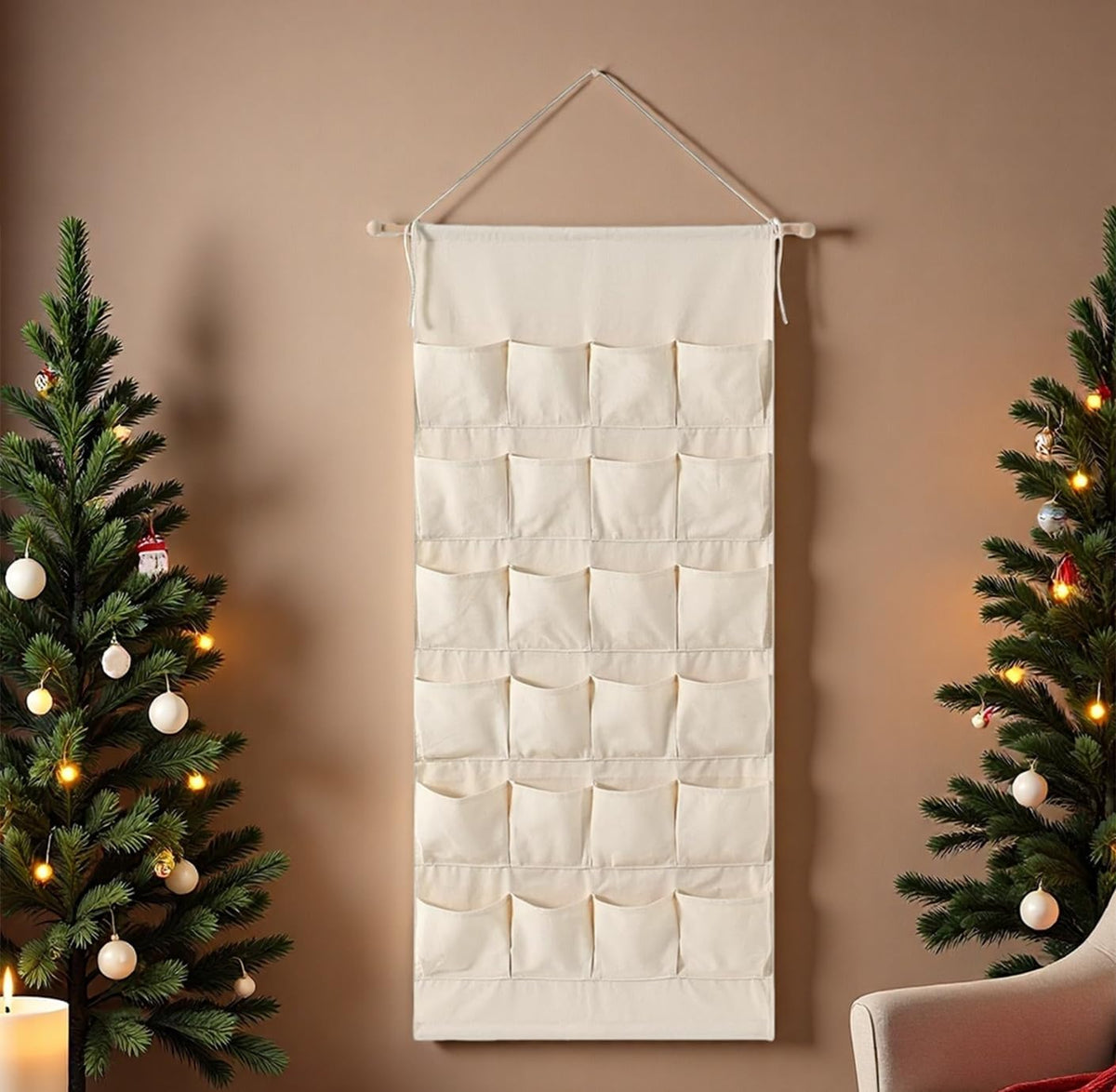 Reusable Christmas Advent Calendar with Pockets Door Wall Hanging
