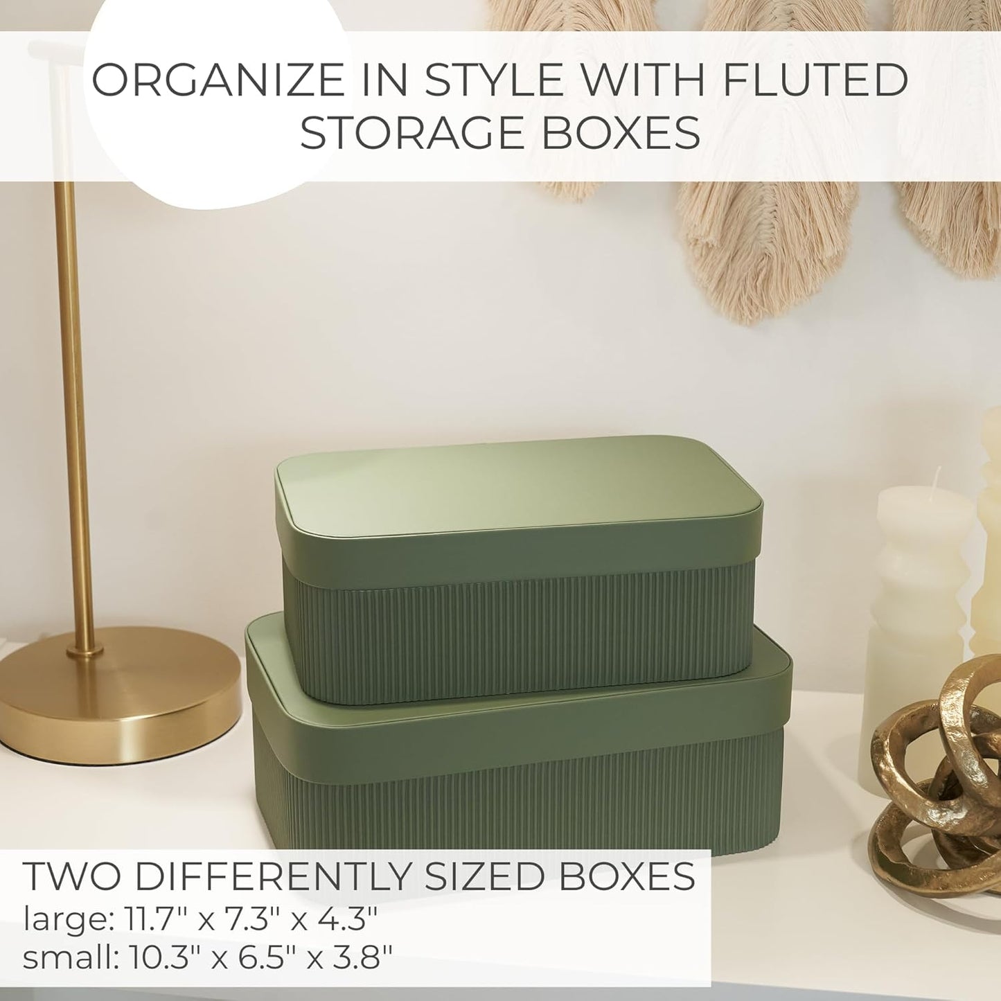 Decorative Storage Boxes / Sage / Set of 2