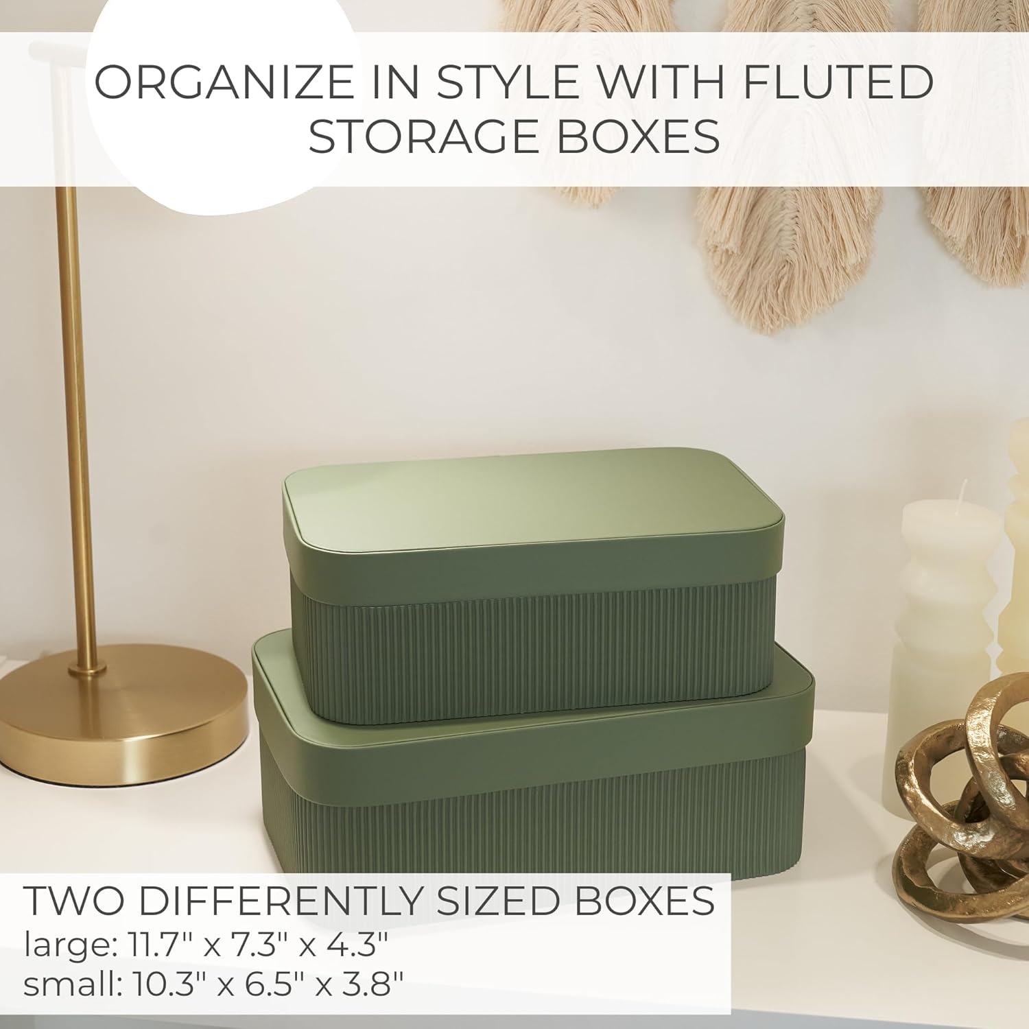 Decorative Storage Boxes / Sage / Set of 2