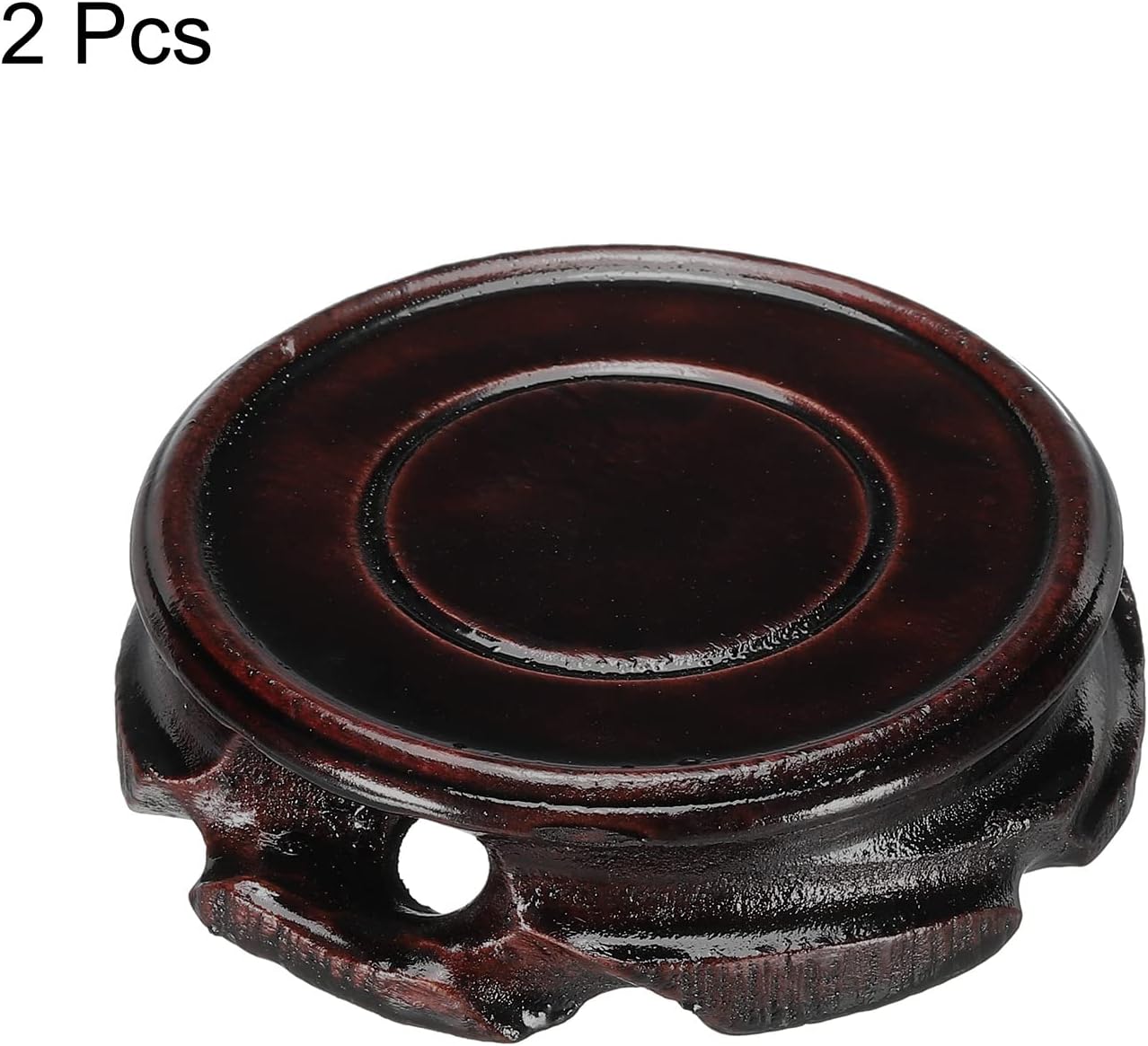 Wooden Stand Holders Displays Base 70mm Diameter for Vase Bonsai Stone / Black / Set of 2