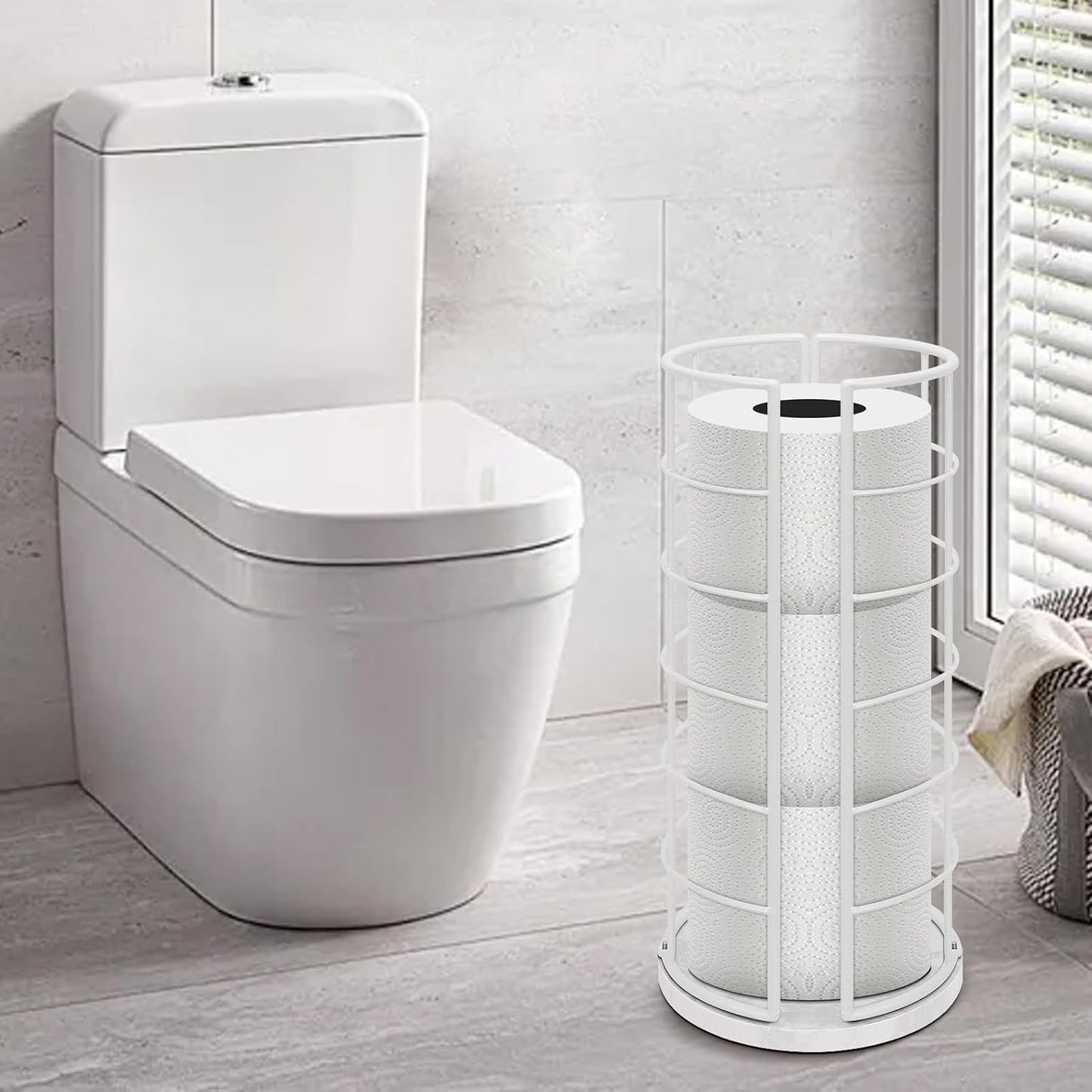 NearMoon Toilet Paper Organizer Stand, Free Standing 3 Rolls Tissue Storage, Metal Bathroom Accessory, Rustproof Toilet