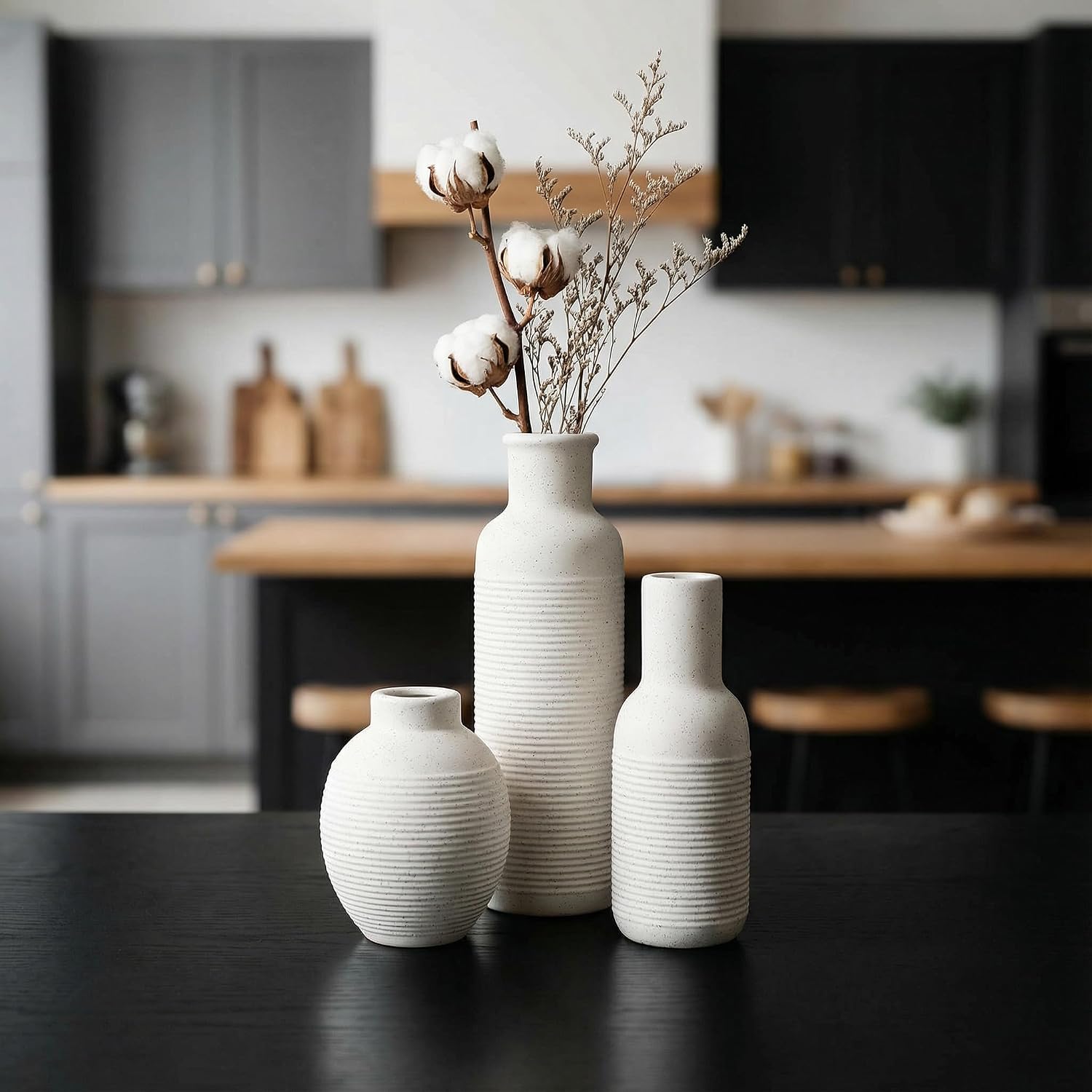 Rustic Farmhouse Vase / White1 / Set of 3