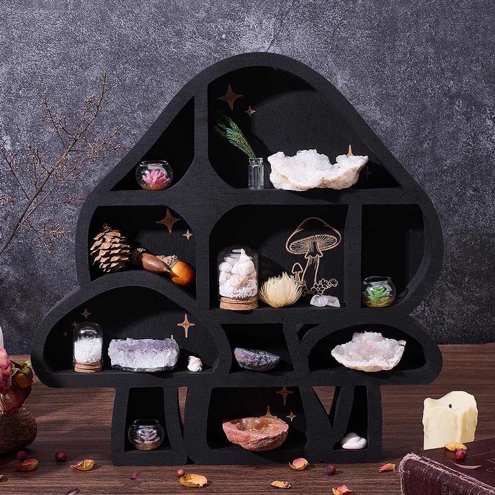 Wooden Shelves Oils Trinkets Gemstone / Mushroom / 11.8 x 11.8