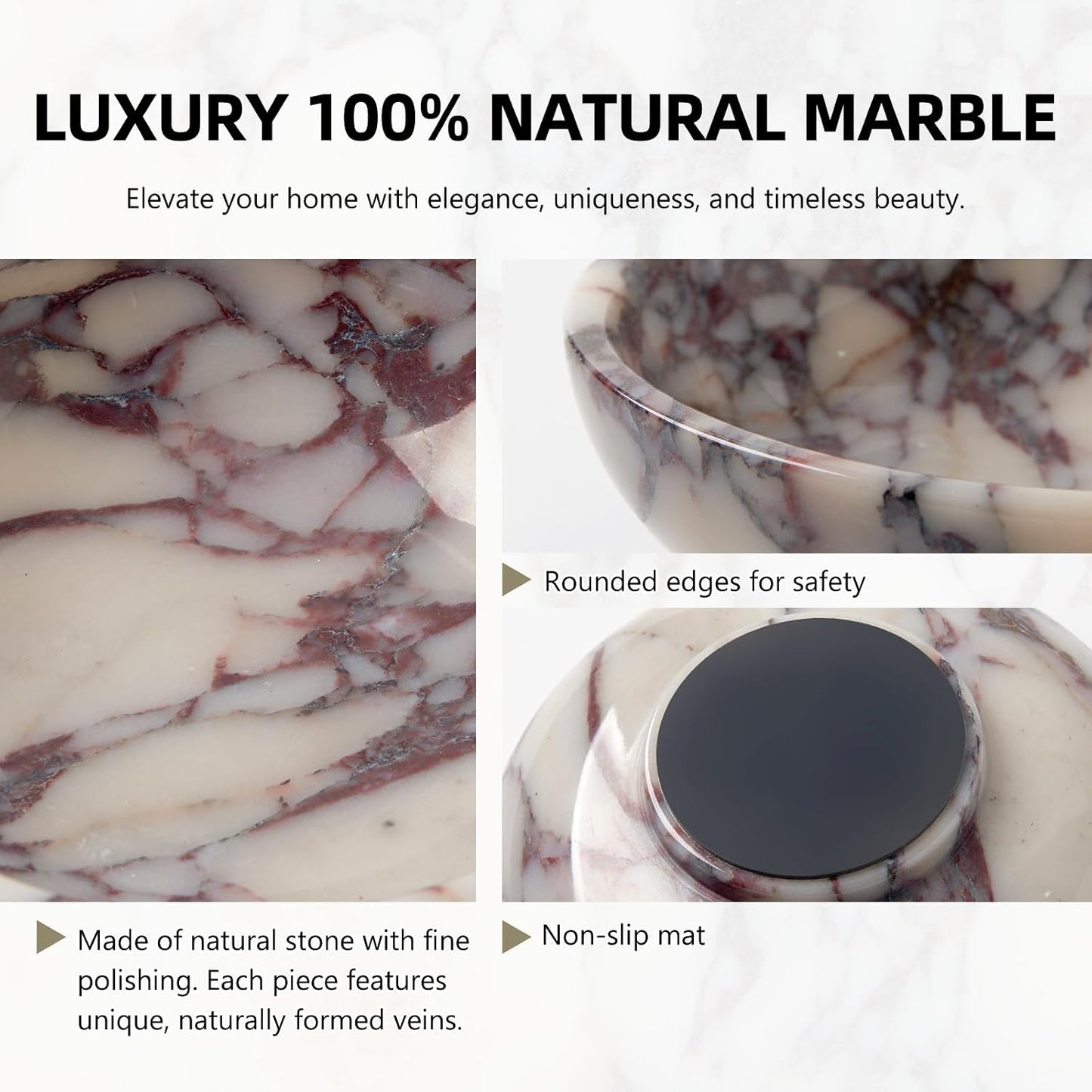 Marble Fruit Bowl / Calacatta Viola / 7.8 / Natural