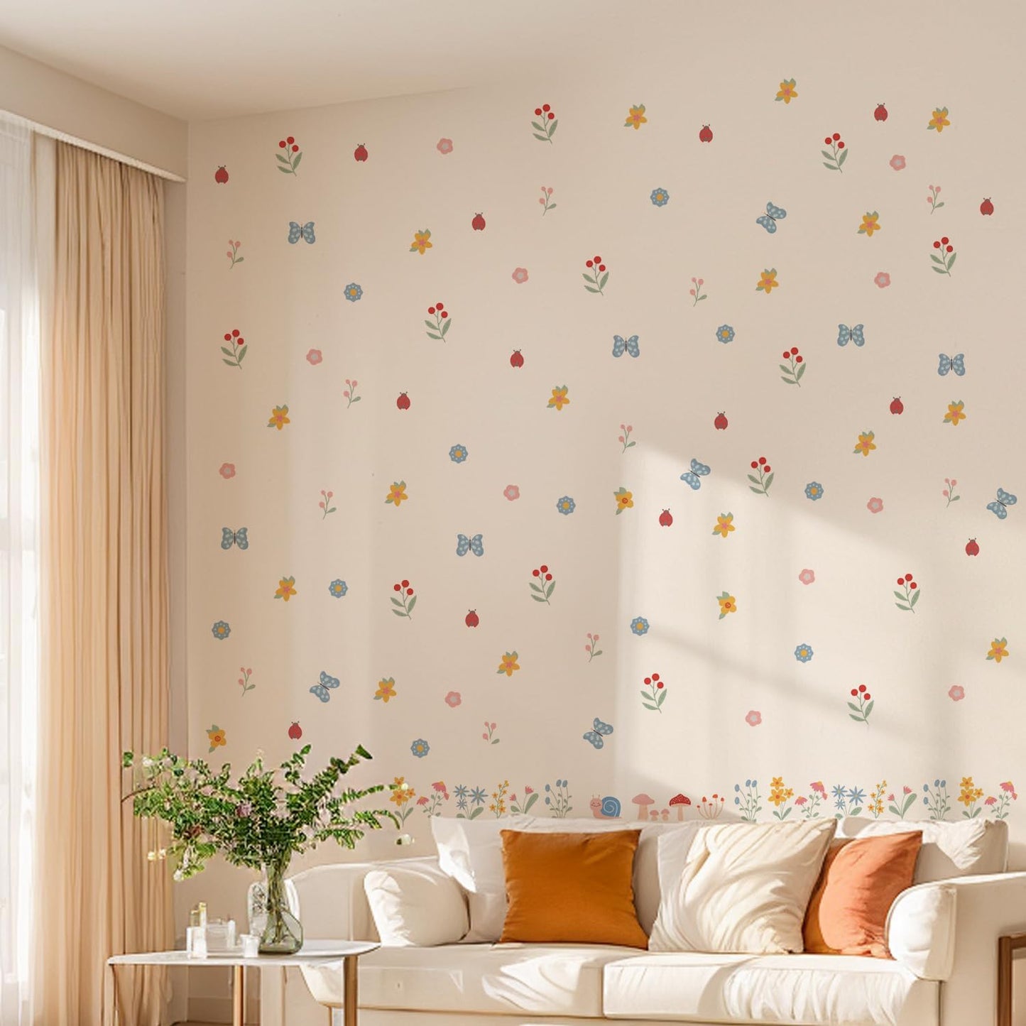 Boho Flower Wall Decal Stickers Butterfly Kids Toddler / Flower B / 8.66inches*6.3inches*12sheets