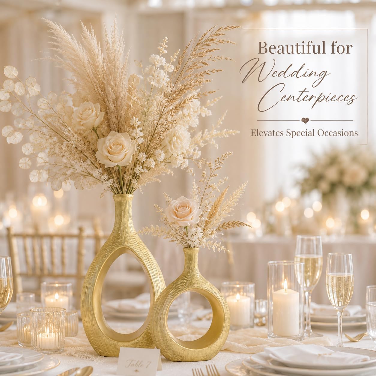 Ceramic Vase Set 2 / Brushed Gold