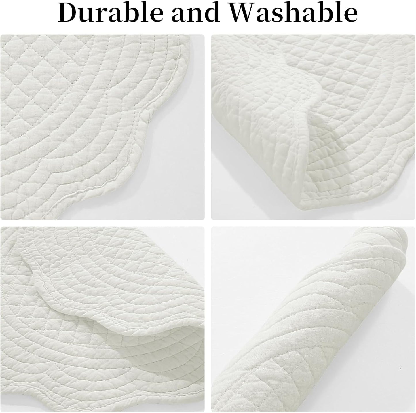 HOMBYS Quilted Placemats Set of 6 Washable Round Placemats for Kitchen Table-100% Cotton Fabric 14 Inch Round Table