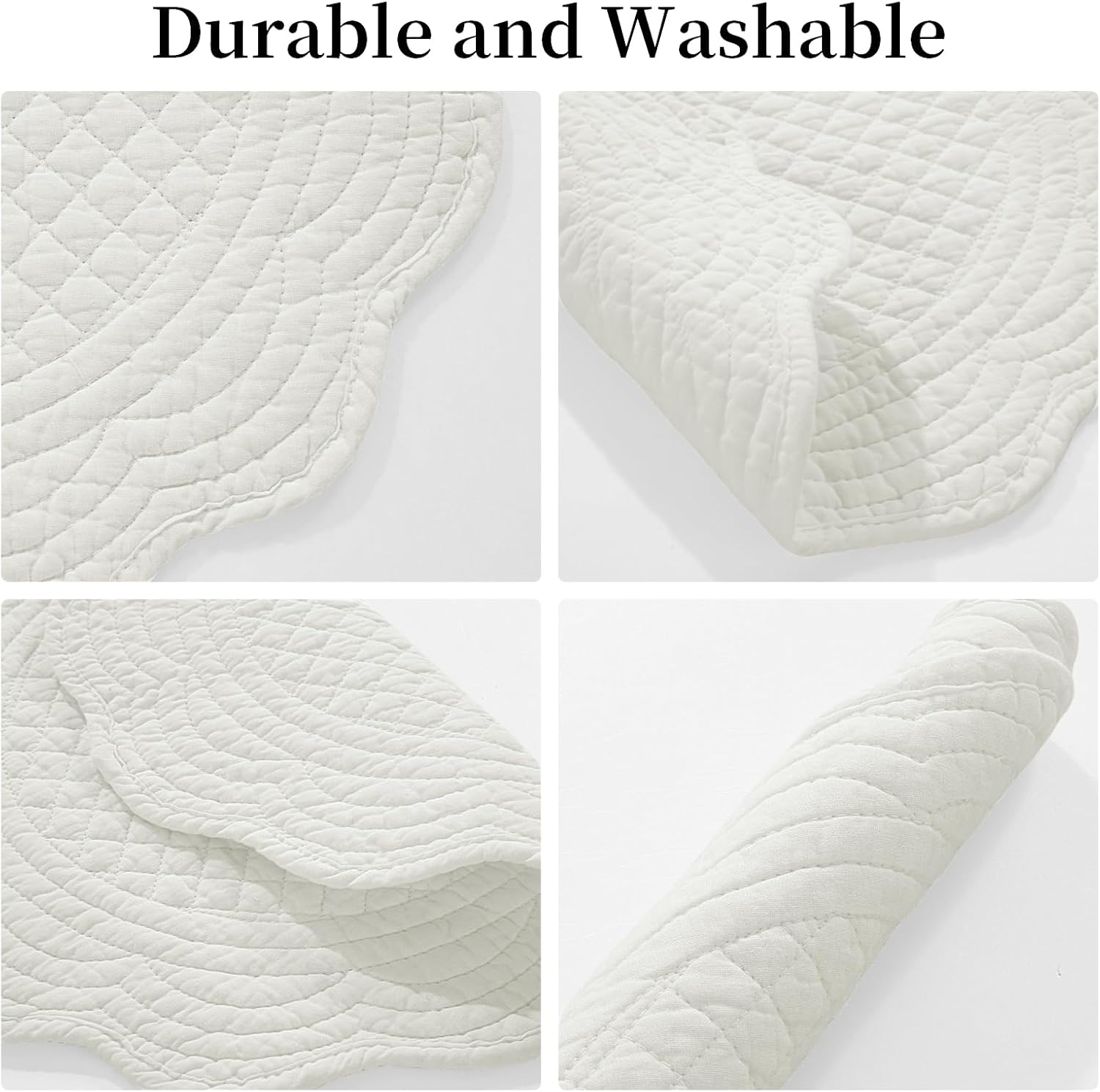 HOMBYS Quilted Placemats Set of 6 Washable Round Placemats for Kitchen Table-100% Cotton Fabric 14 Inch Round Table