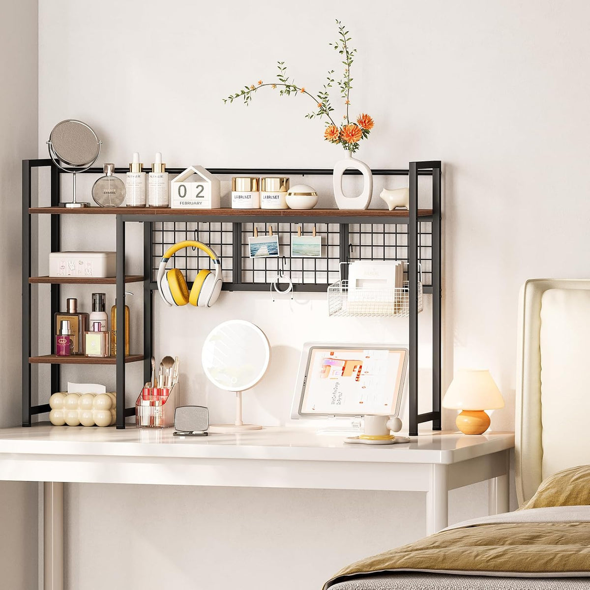 Snughome Desk Shelf, 44.9" Desktop Organizer Shelf, Desk Hutch for Computer Monitor, 4 Tier Desk Display Rack with