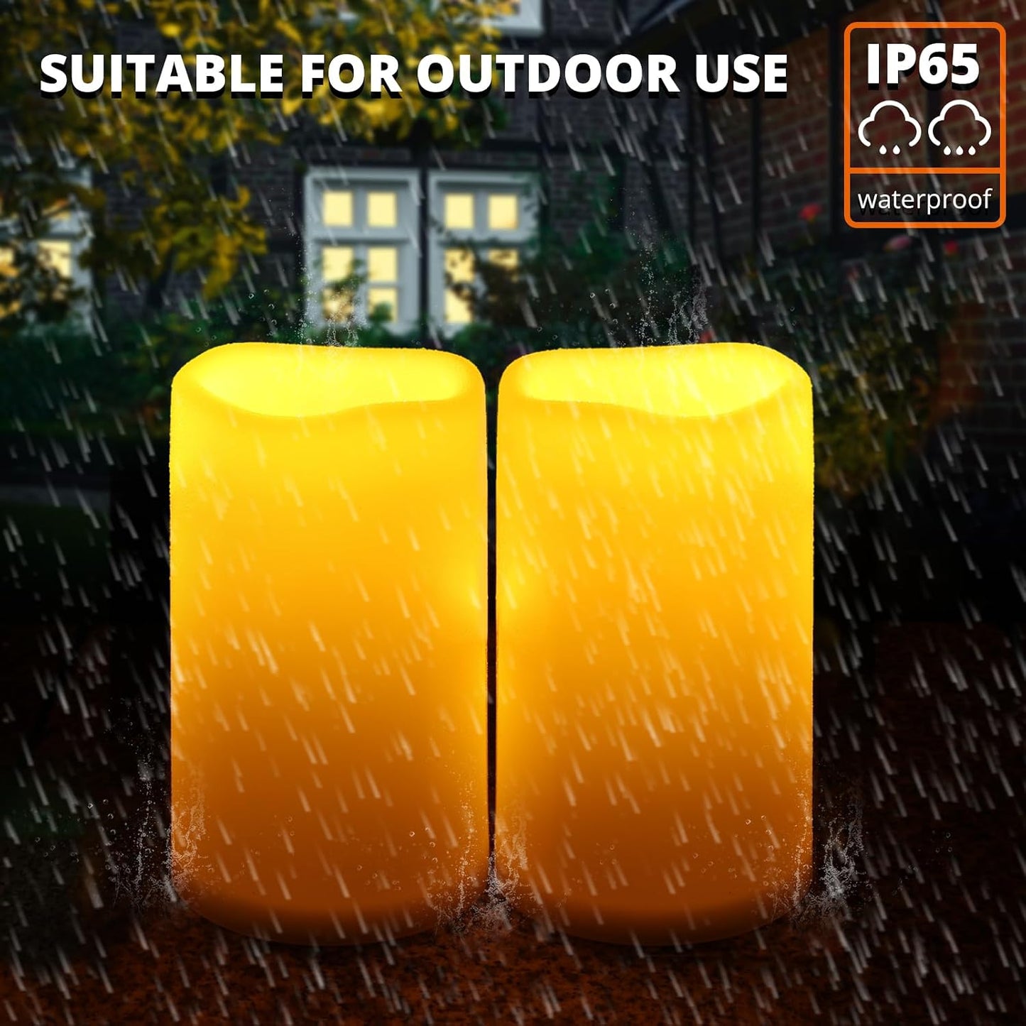 NURADA 6" x 4" Large Outdoor Flameless Candles - Waterproof LED Pillar Flickering Candle Battery Operated with Timer