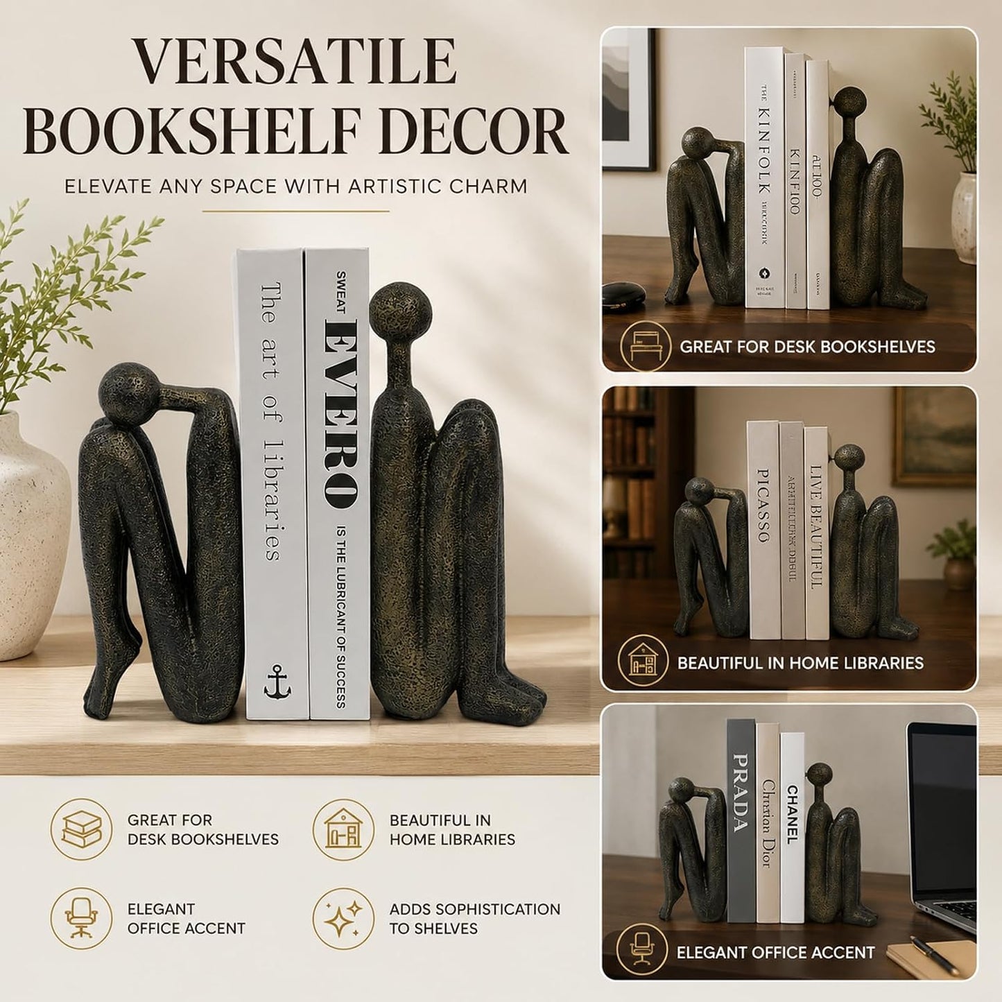 Decorative Bookends / Heavy Duty Resin Book Ends
