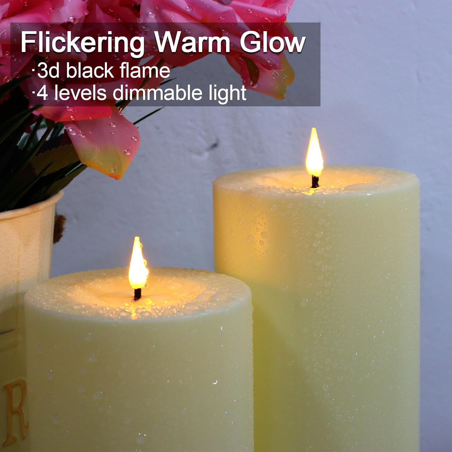 14" x 4" Large Outdoor Candles with Timer Waterproof, Remote Control Flickering Flameless Candles Battery Operated