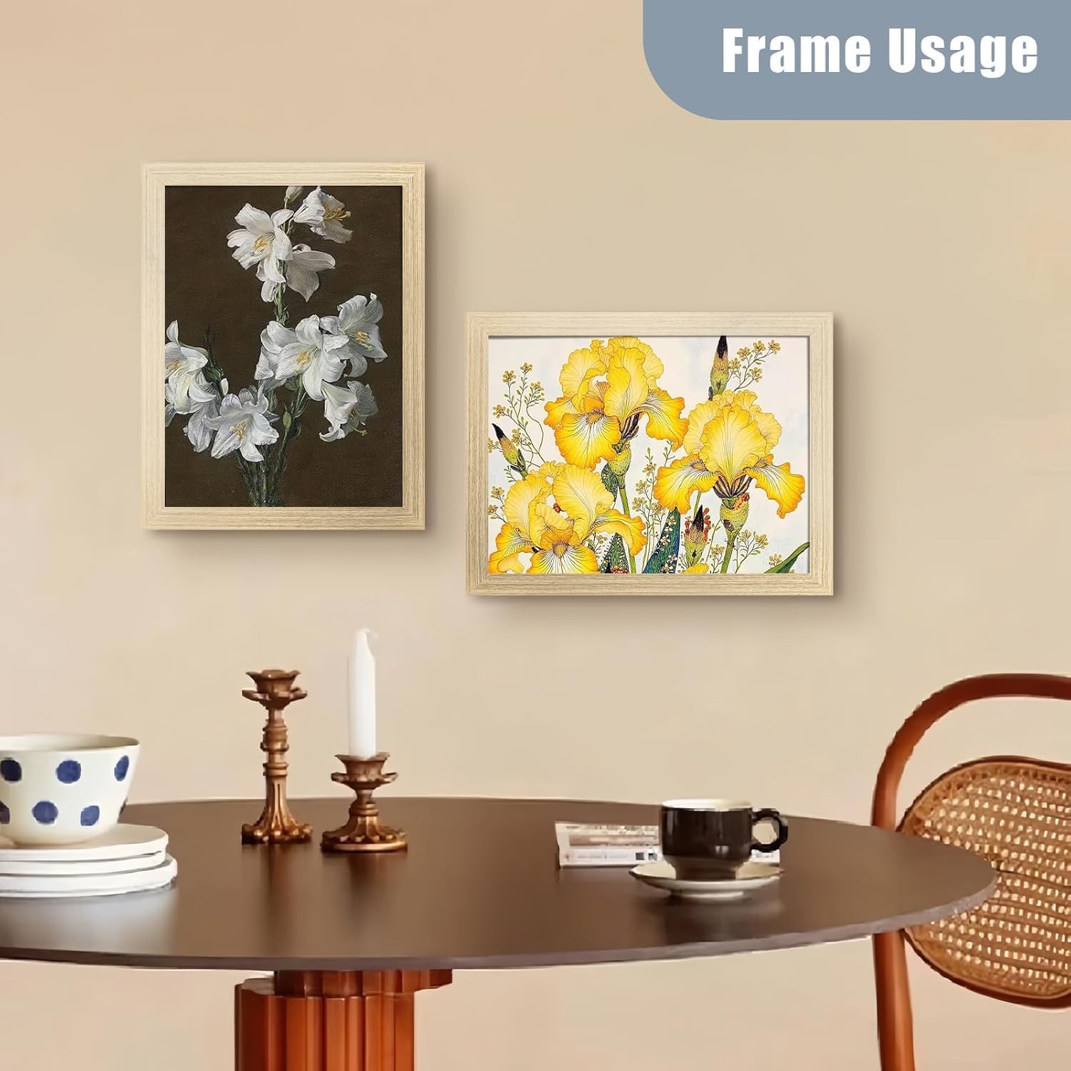 SESEAT 8x10 Picture Frame Natural Woodgrain Set of 6, Display Pictures 5x7 With mat or 8x10 Without Mat