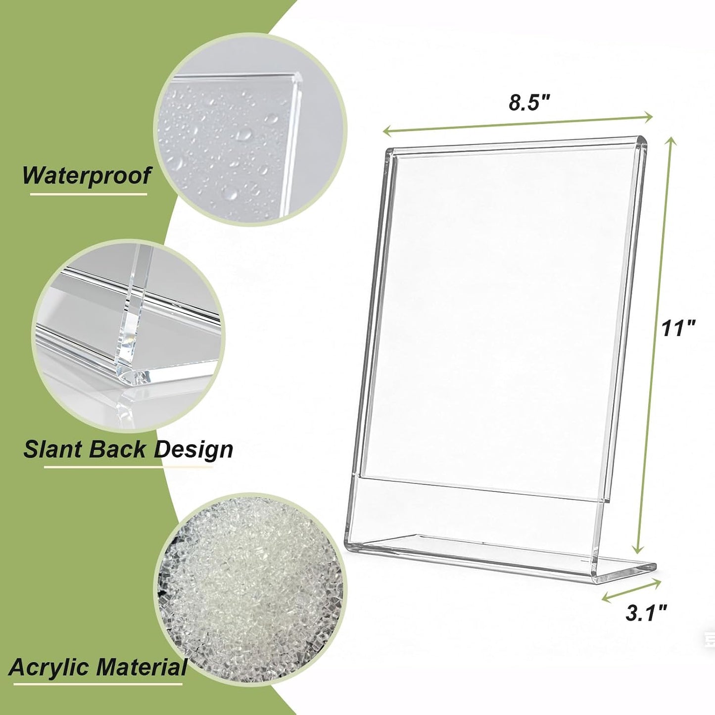Acrylic Sign Stand Holders / Clear / 8.5 x 11 / Set of 3