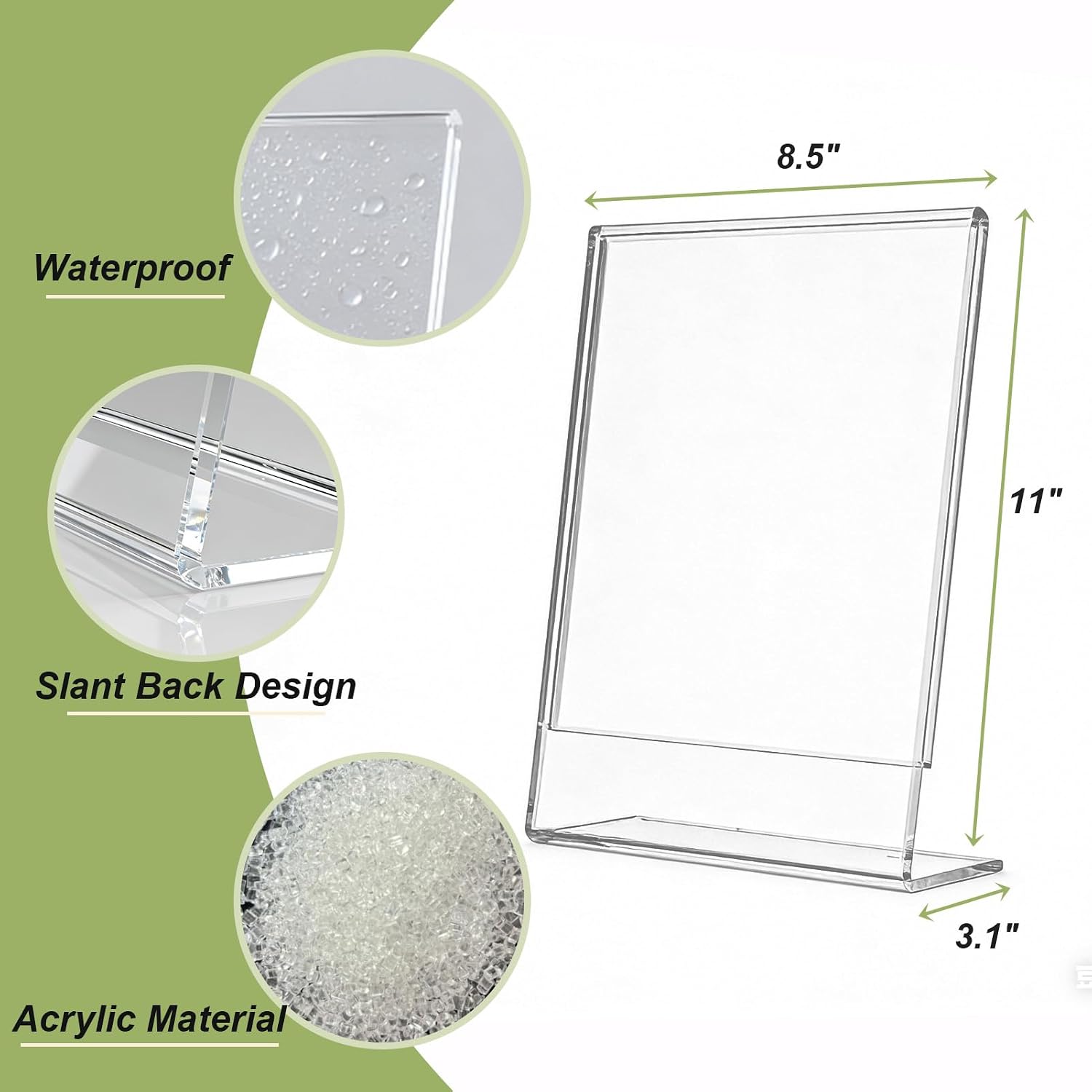 Acrylic Sign Stand Holders / Clear / 8.5 x 11 / Set of 3