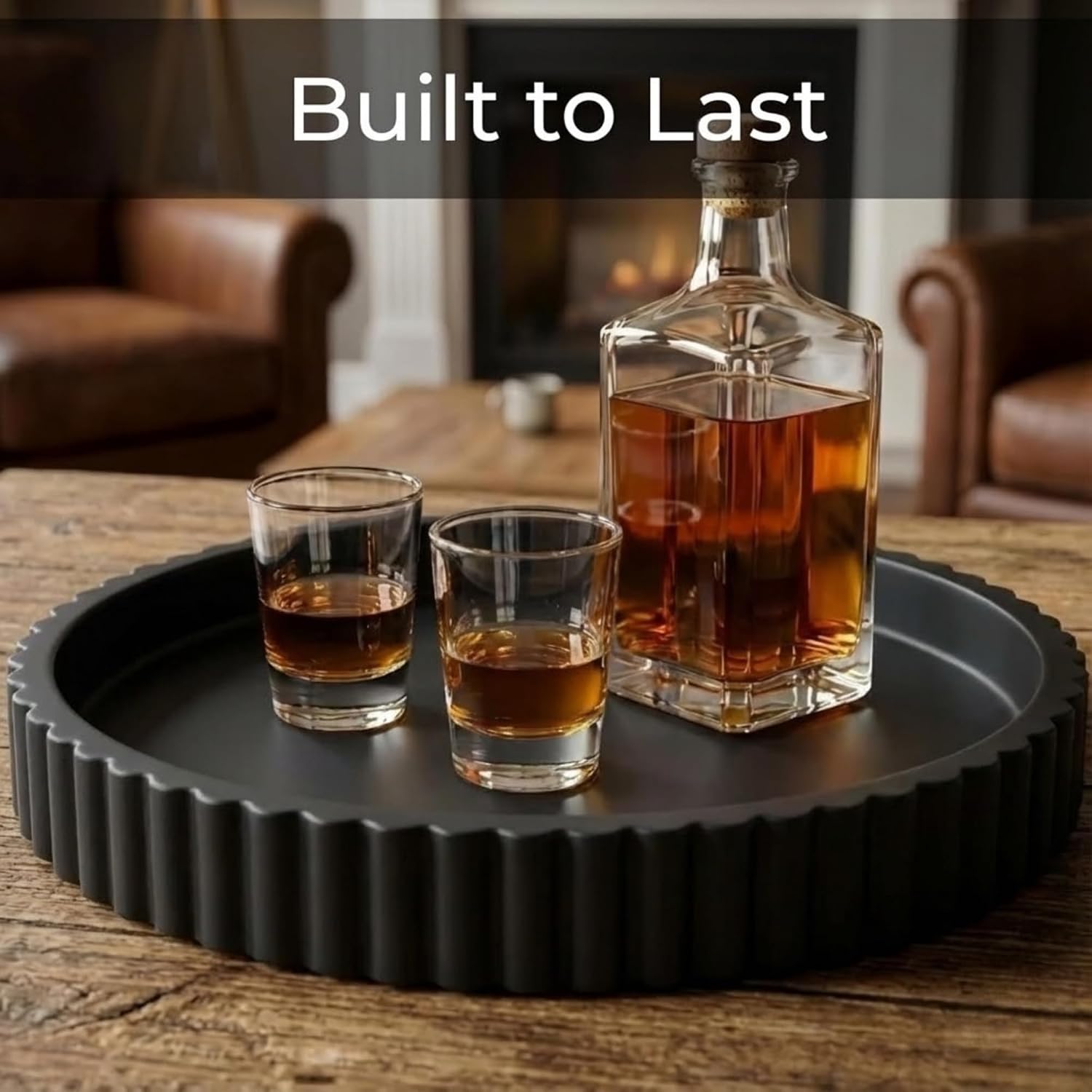 13- Round Coffee Table Tray / Black / Set of 13