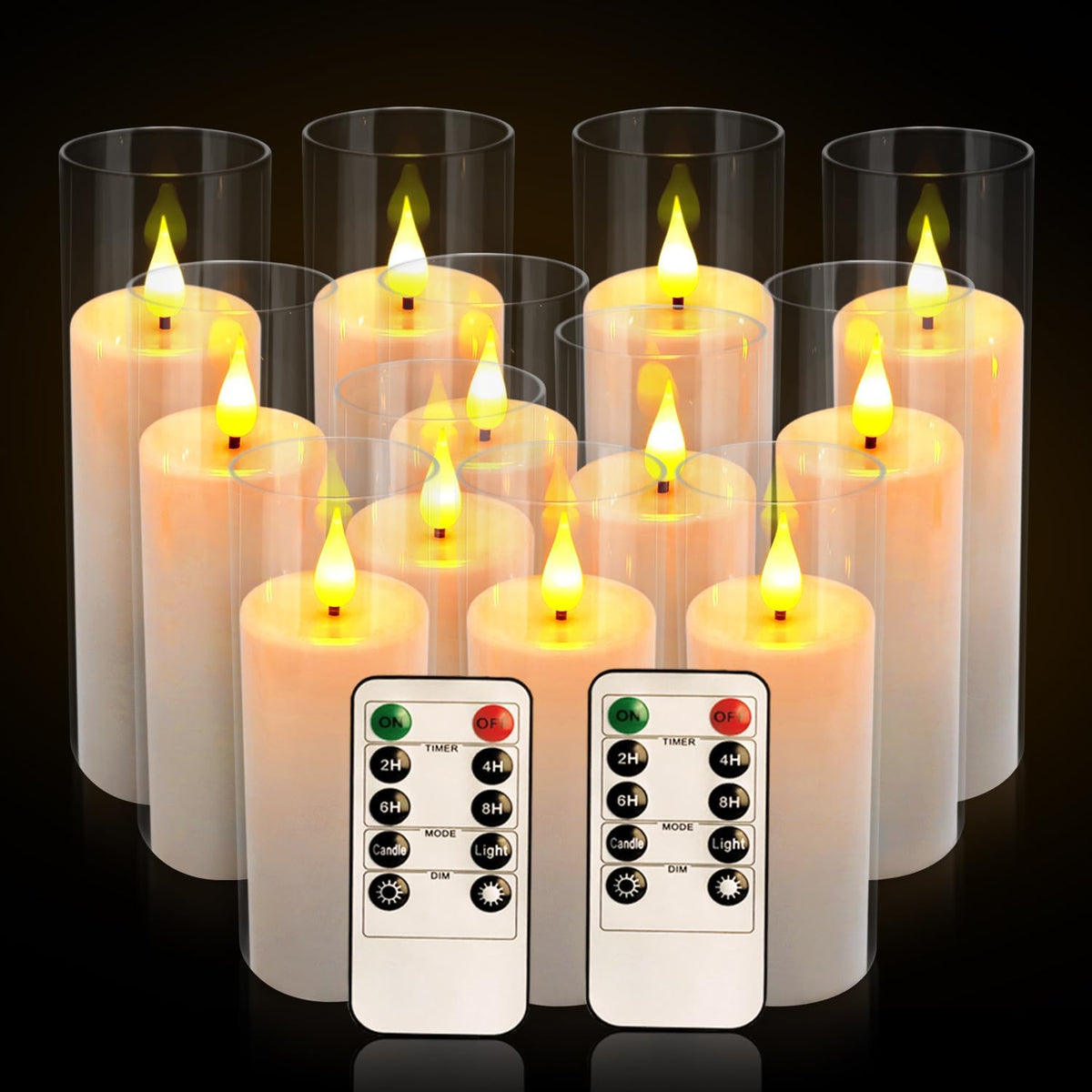 12-Pack White Acrylic Flameless LED Candle Set with Timer Remote Control—Ideal for Home Decor, Valentine's Day