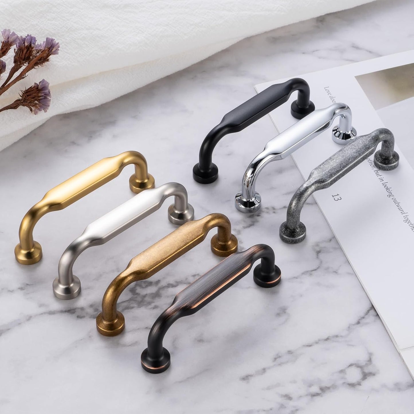 Cabinet Pulls Antique Cabinet Handles / 7-1/2" Hole Centers / Classic / Antique Iron / Silver