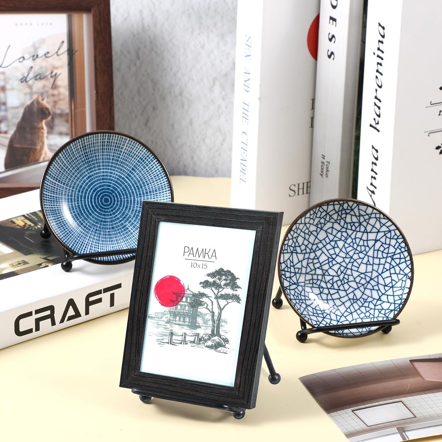 Small Plate Holder Display Stands Mini Metal Frame Stand for Picture / Black / 2 Inch / Set of 12