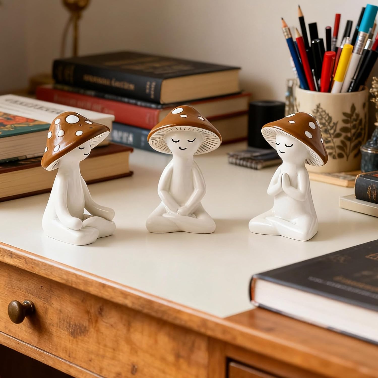 Meditation Mushroom Resin Statue / Set of 3