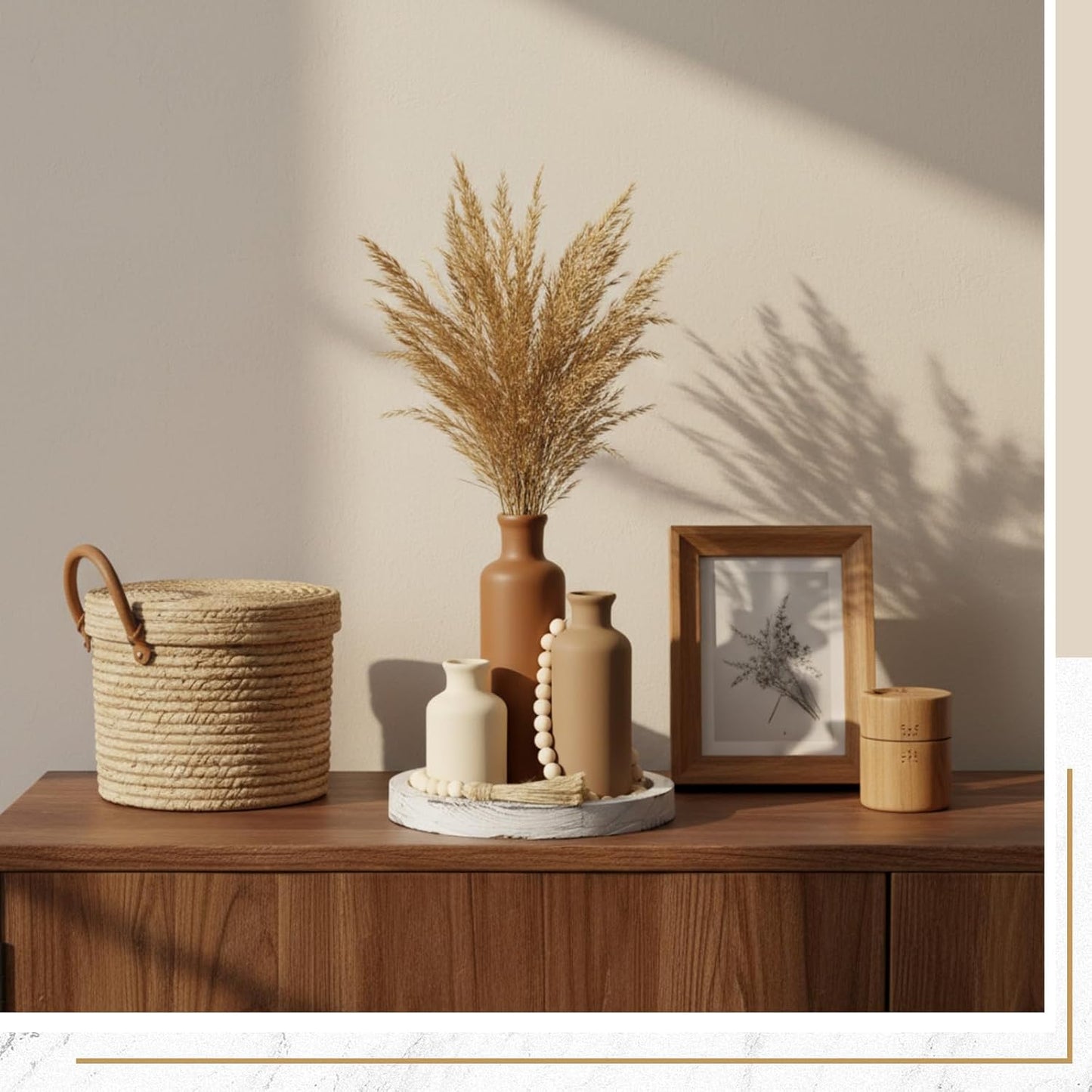 Wooden Serving Tray Wood Bead Garland / Brown / Set of 5