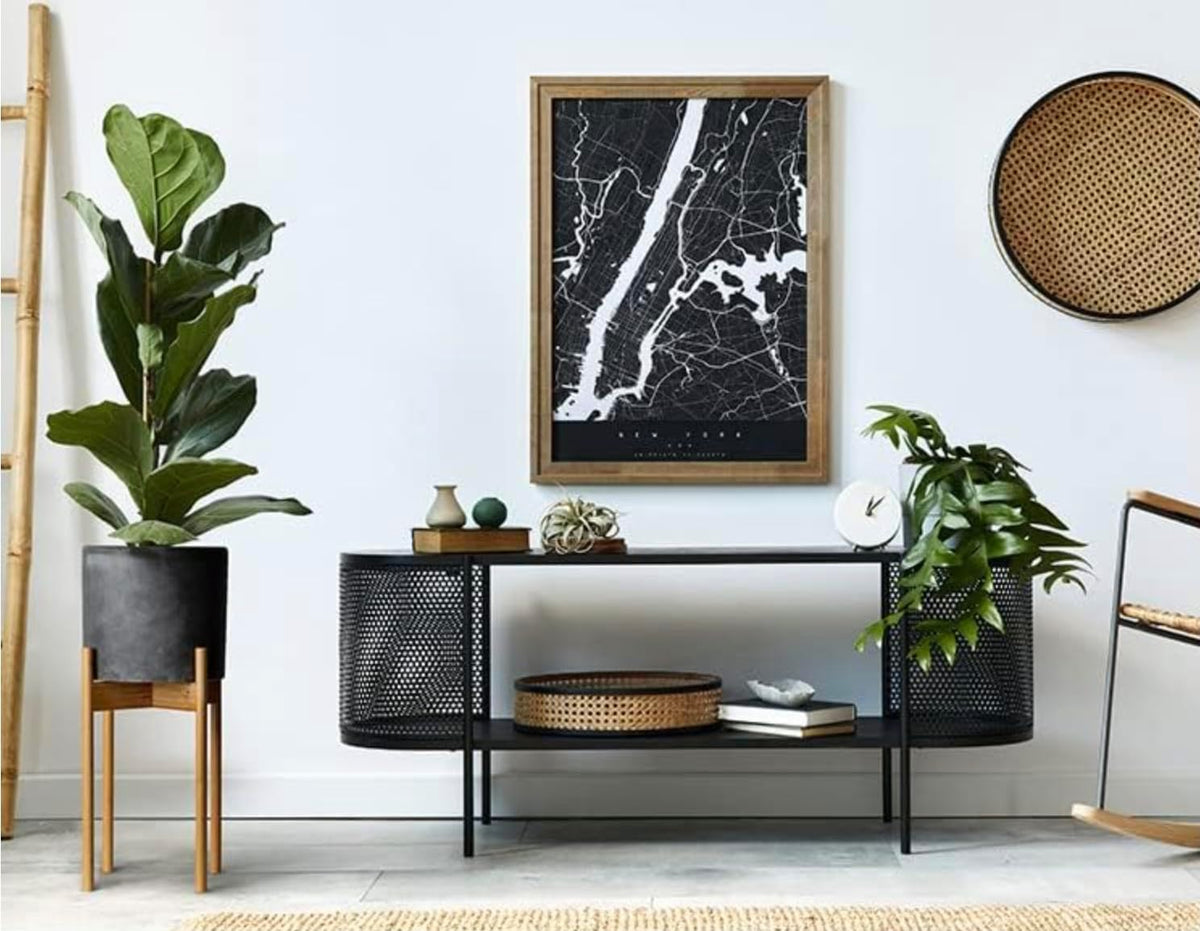 Fox & Fern Mid Century Plant Stands for Indoor Planters, Bamboo, 10 Inch | Plug In Design, Holds 175 lbs, Two High