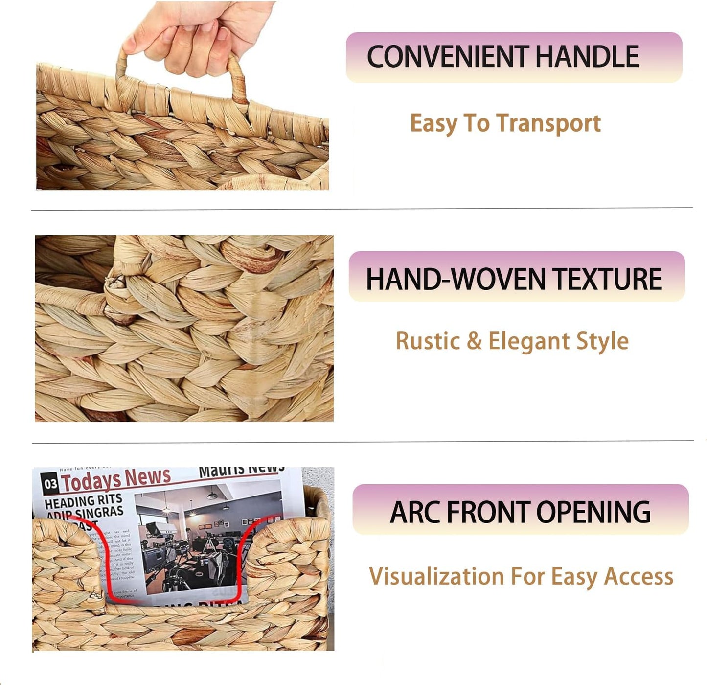 Woven Wall Magazine Holder Organizer / Water Hyacinth