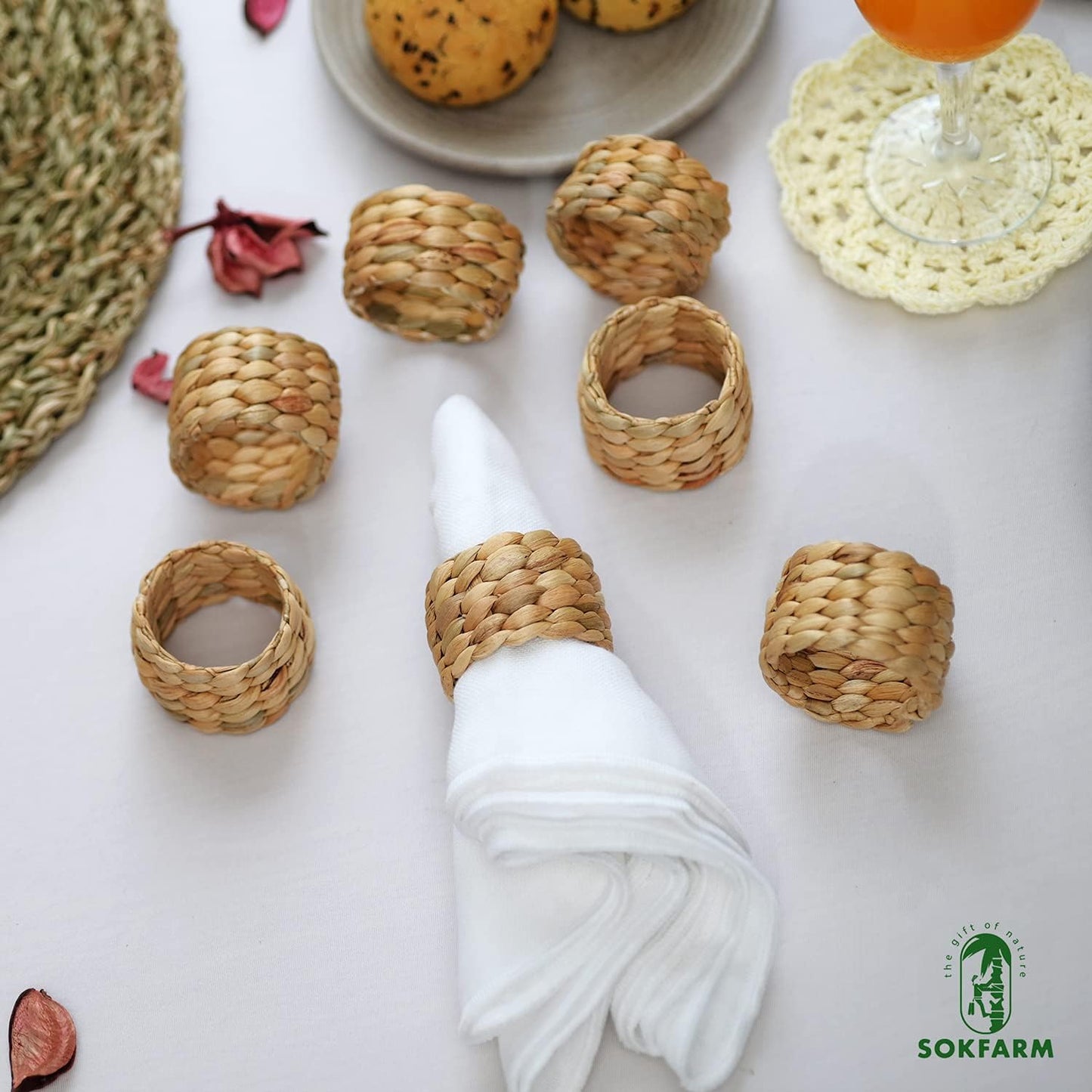 Round Woven Napkin Rings / Hyacinth Napkin Rings-set 12 / Set of 12