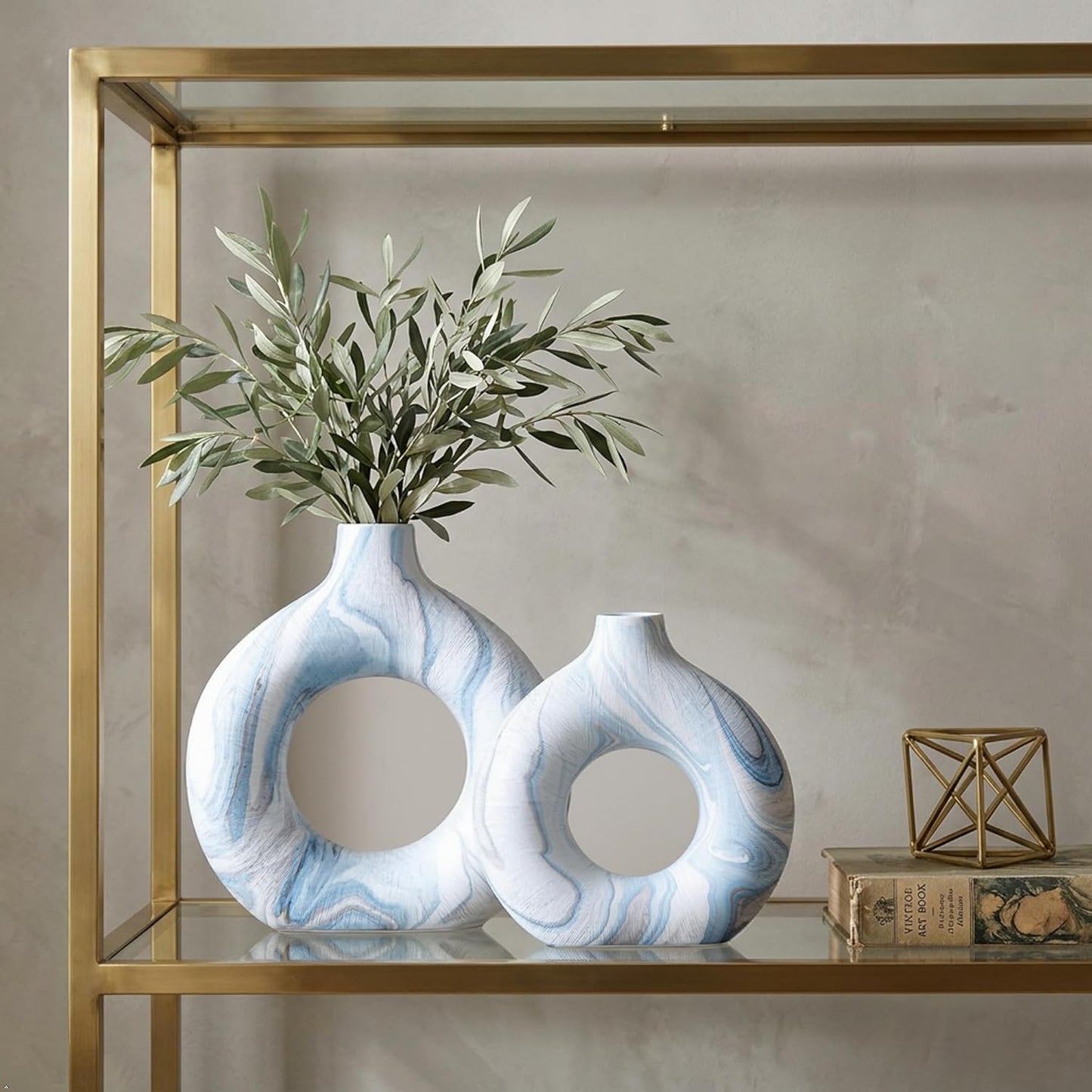 Ceramic Donut Vase / Blue Ocean 01 / Set of 2
