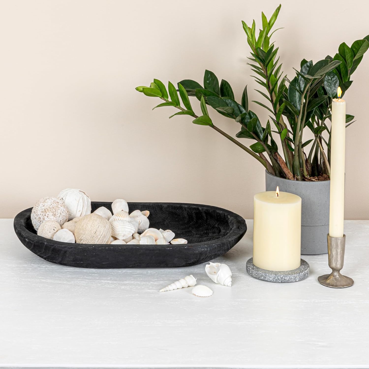 Hand-Carved Paulownia Wood Bowl / Black