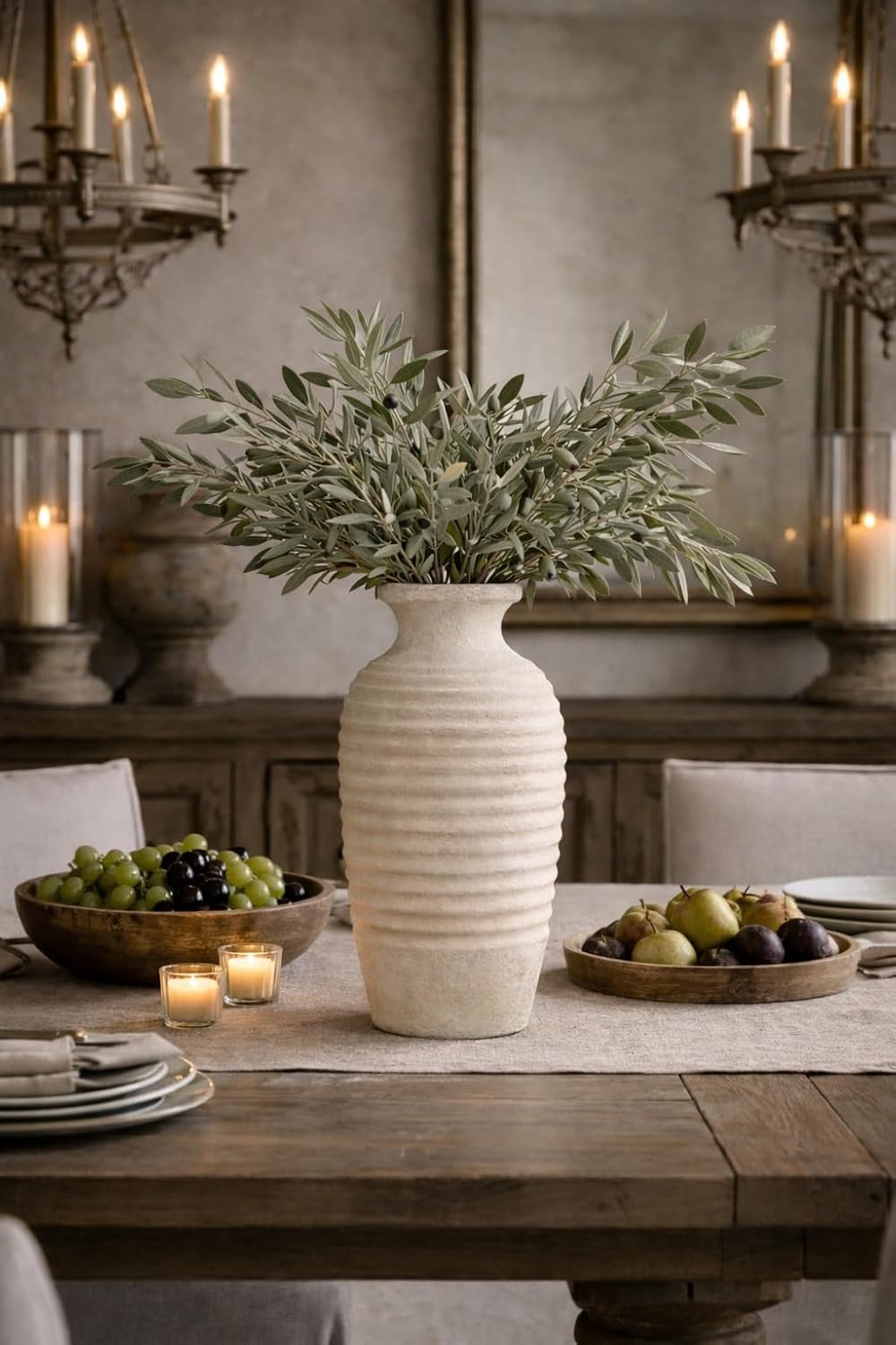 Ceramic Natural Rustic Vase / Off-white / 14.4 / 14.4 Inch