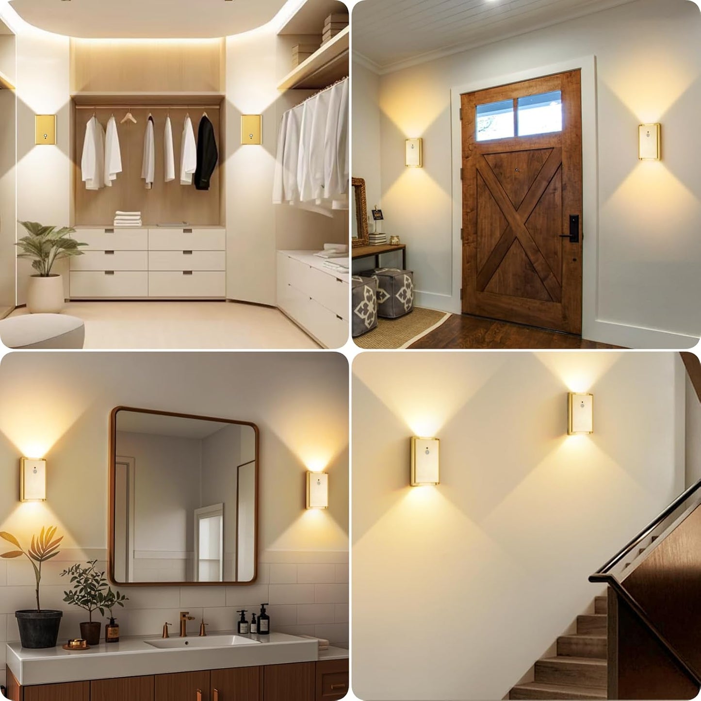 Eneru Motion Sensor Wall Sconce, Rechargeable Wireless Lights Indoor 2 Pack | 5000mAh Battery Powered, Remote 3CCT