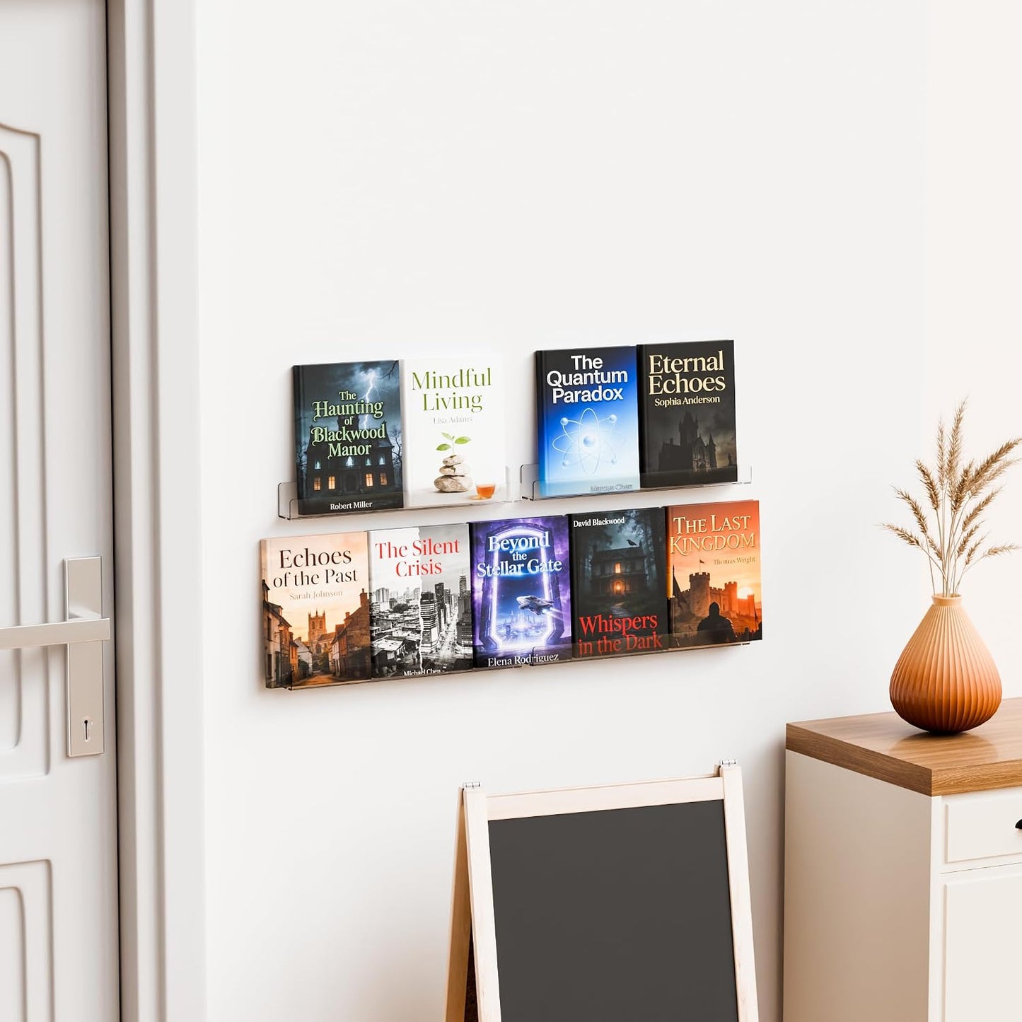 Cq acrylic Invisible Clear Floating Bookshelf - 15" Hanging Wall Mounted Display Shelf for Kids Room, Modern U Shaped