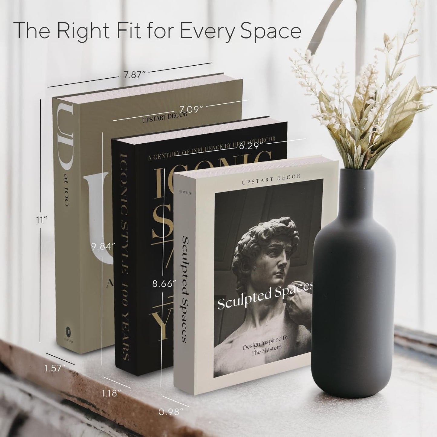 Aesthetic Decorative Books Designer Faux Books for Decoration to Enhance Mid Century / Set of 3