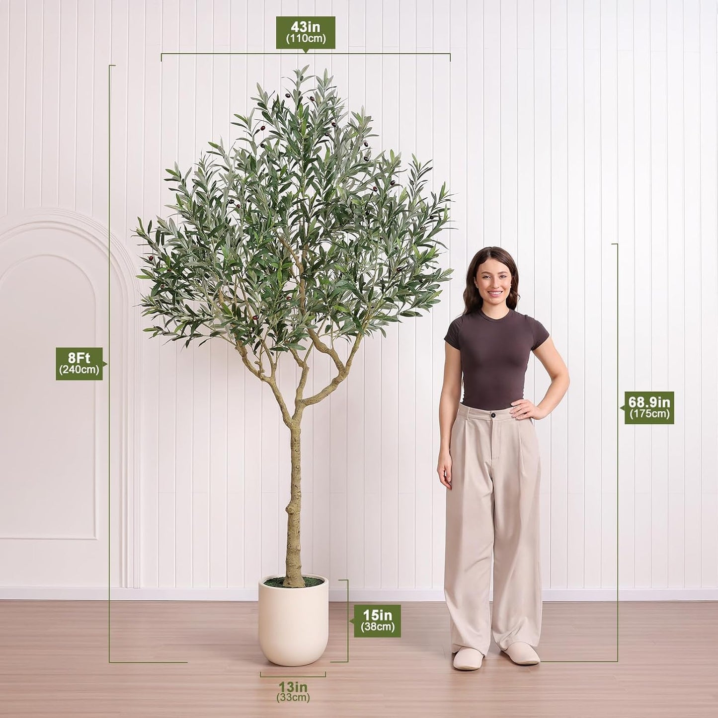 Potted Large Artificial Plants Indoor / 8ft / 8 Inch