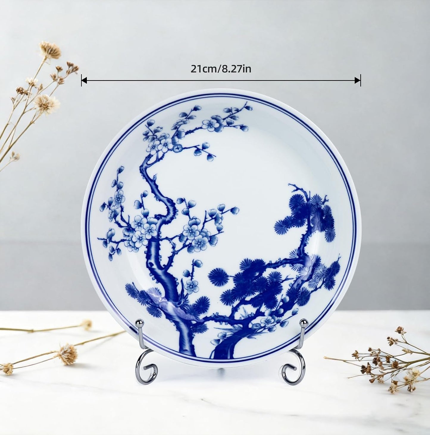 Stand / Blue Ceramic Plate Decor / 954N / White