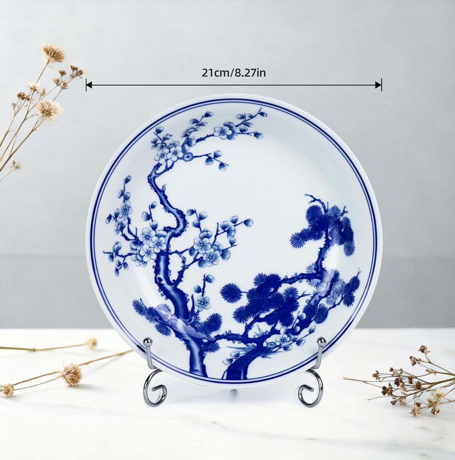 Stand / Blue Ceramic Plate Decor / 954N / White