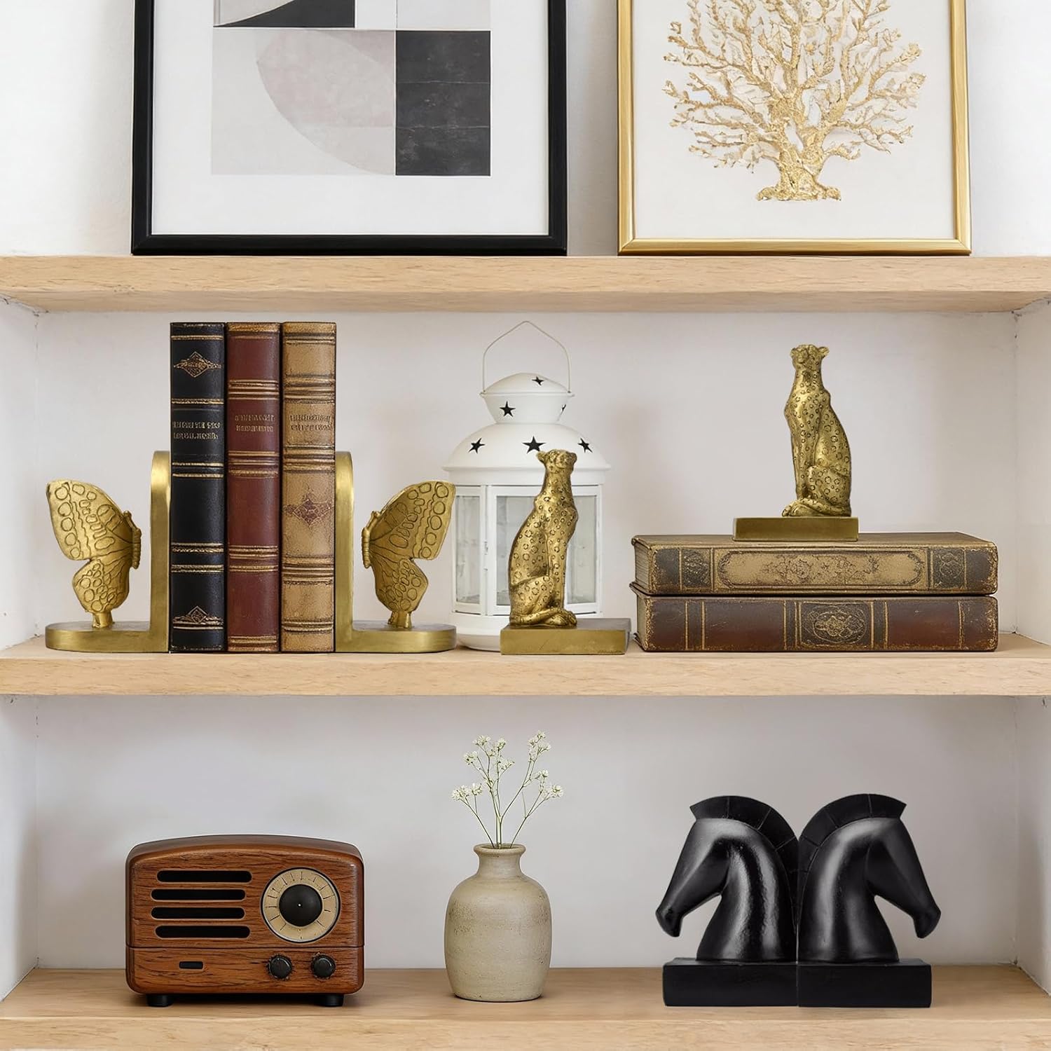 Resin Book Ends / Butterfly Bookends Black