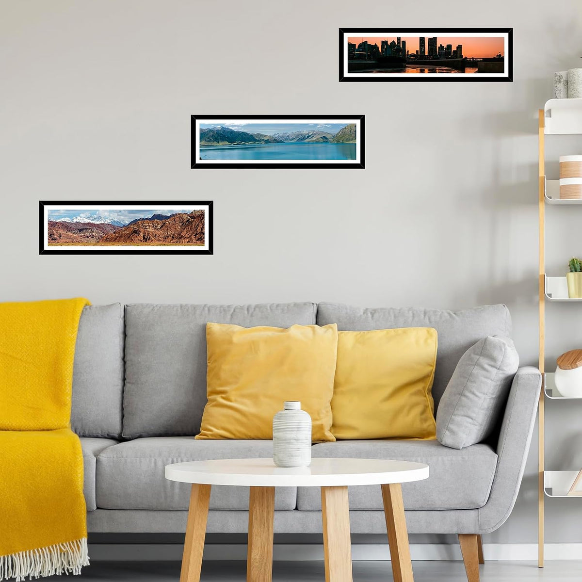 JCJMY 8x24 Picture Frame Set of 4 with 6x22 Mat, Panoramic Picture Frame Display Photo 6x22 with Mat or 8 x 24 Without