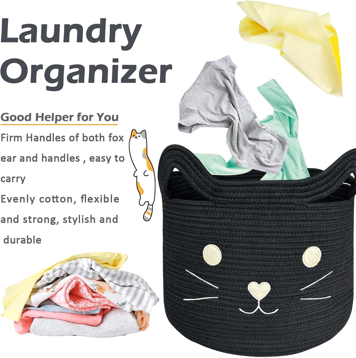 Gift Basket / Large Cat Toy Basket / Black / Black Cat