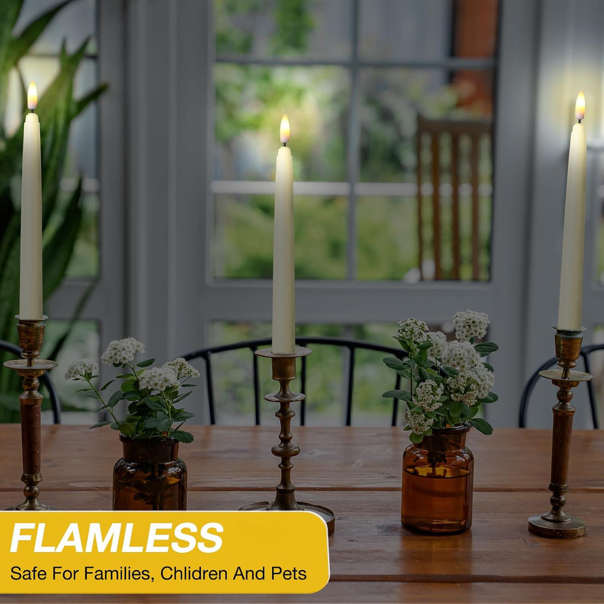 20 Pcs Flickering Flameless Taper Candles Bulk LED Battery Operated Realistic Flame Effect with Remote & Timer Safe No