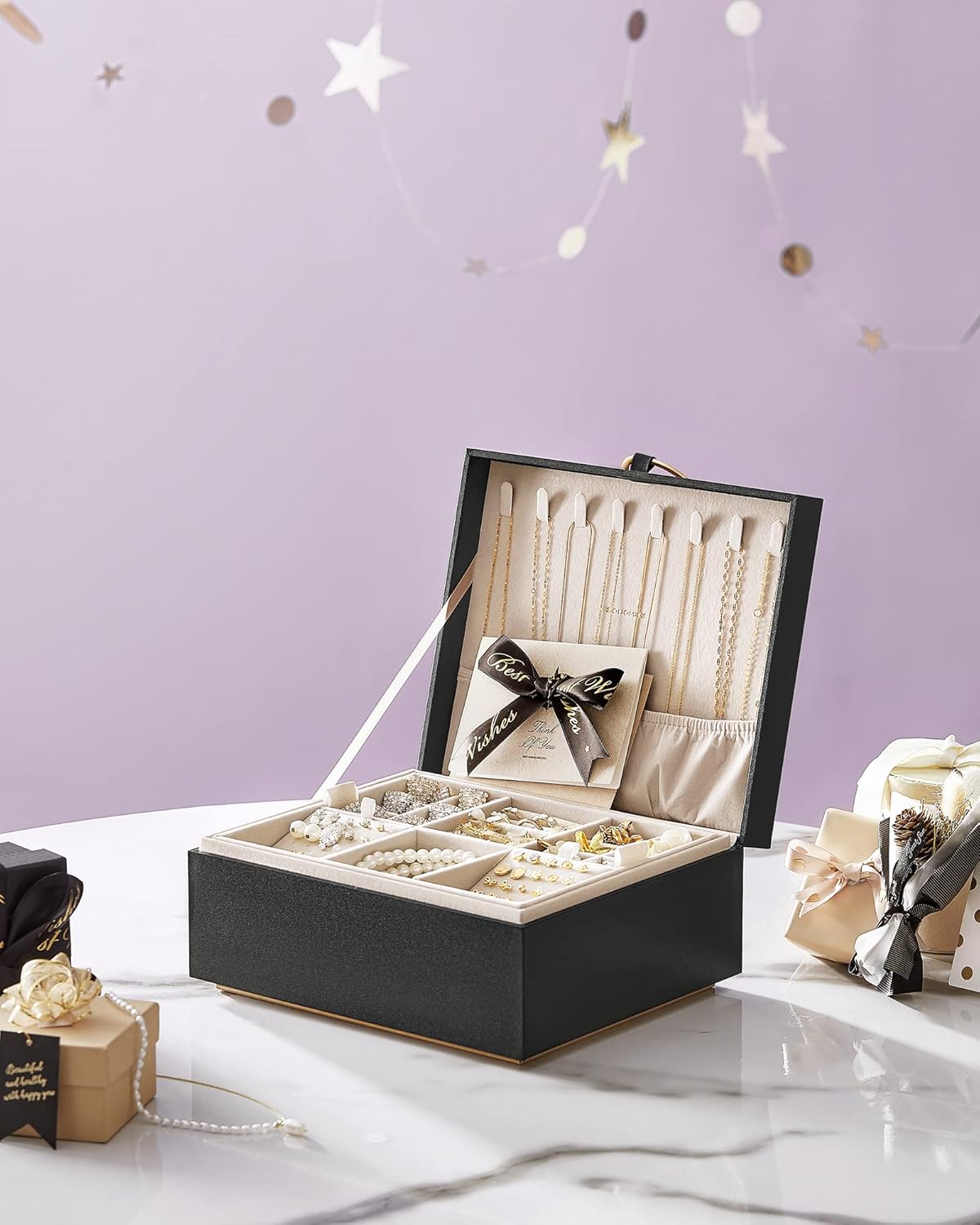 Jewelry Organizer / Removable Jewelry Tray / Black