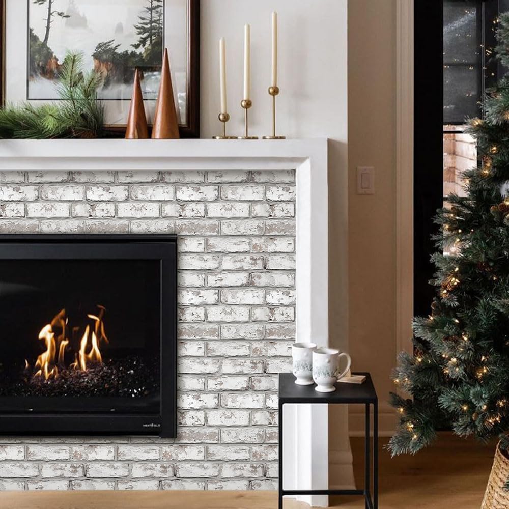 3D Peel and Stick Faux Brick Wall Panels for Quick DIY Wall Decor | Retro Gray White, 10 Pcs 11.8" x 11.8", Not Real