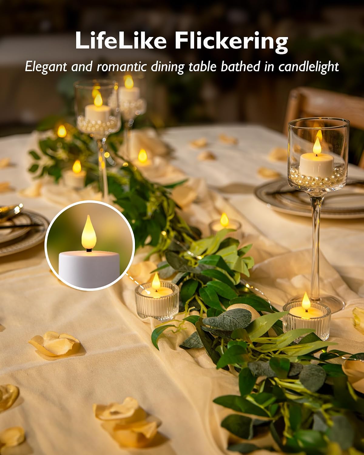 Homemory 12-Pack Rechargeable Tea Light Candles with Remote, 2/4/6/8H Timer | Flameless Flickering Battery Operated LED