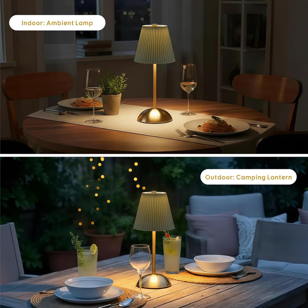 2-Pack LED Cordless Table Lamps, Green Rechargeable Battery Lamps | Mini Battery Operated Lamps, Dining Table Lamp