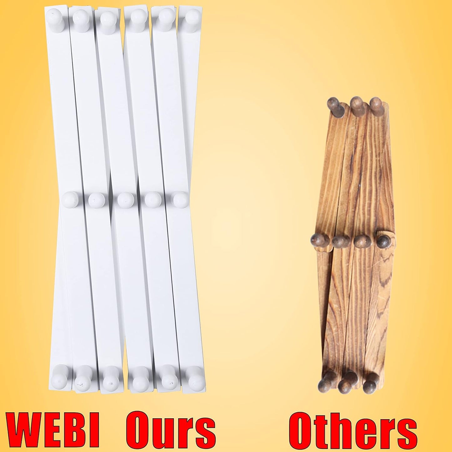 WEBI Accordion Wall Hanger,Expandable Wooden Hat Rack for Wall Mounted Coat Rack,Accordion Hat Hooks Holder for