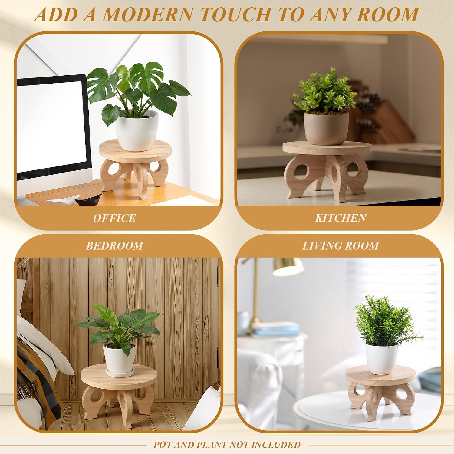 Plant Stand Indoor 8/9/11" Round Wood Plant Stands Outdoor Round / Light Wood / Low / Set of 3