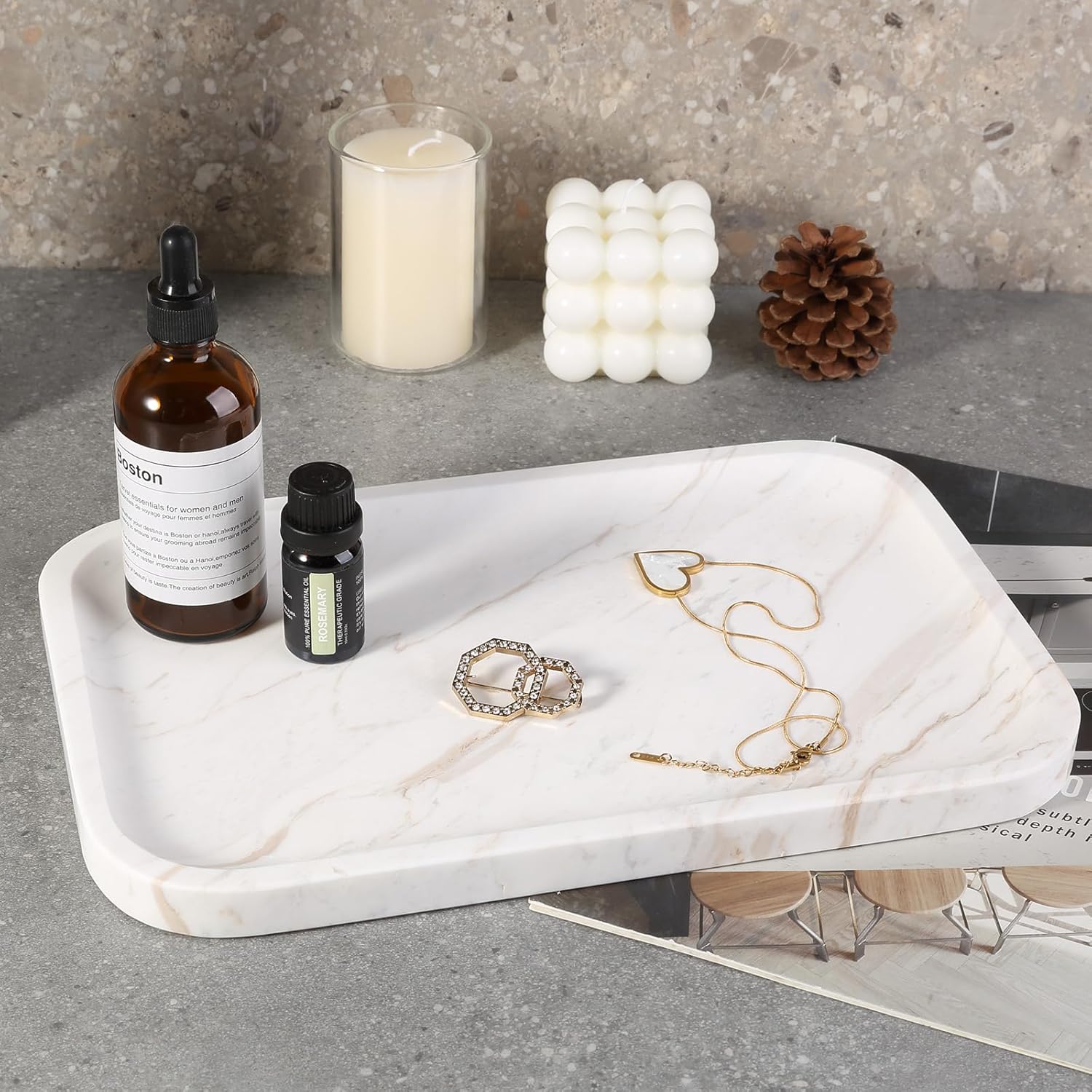Marble Vanity Tray / Greece-white