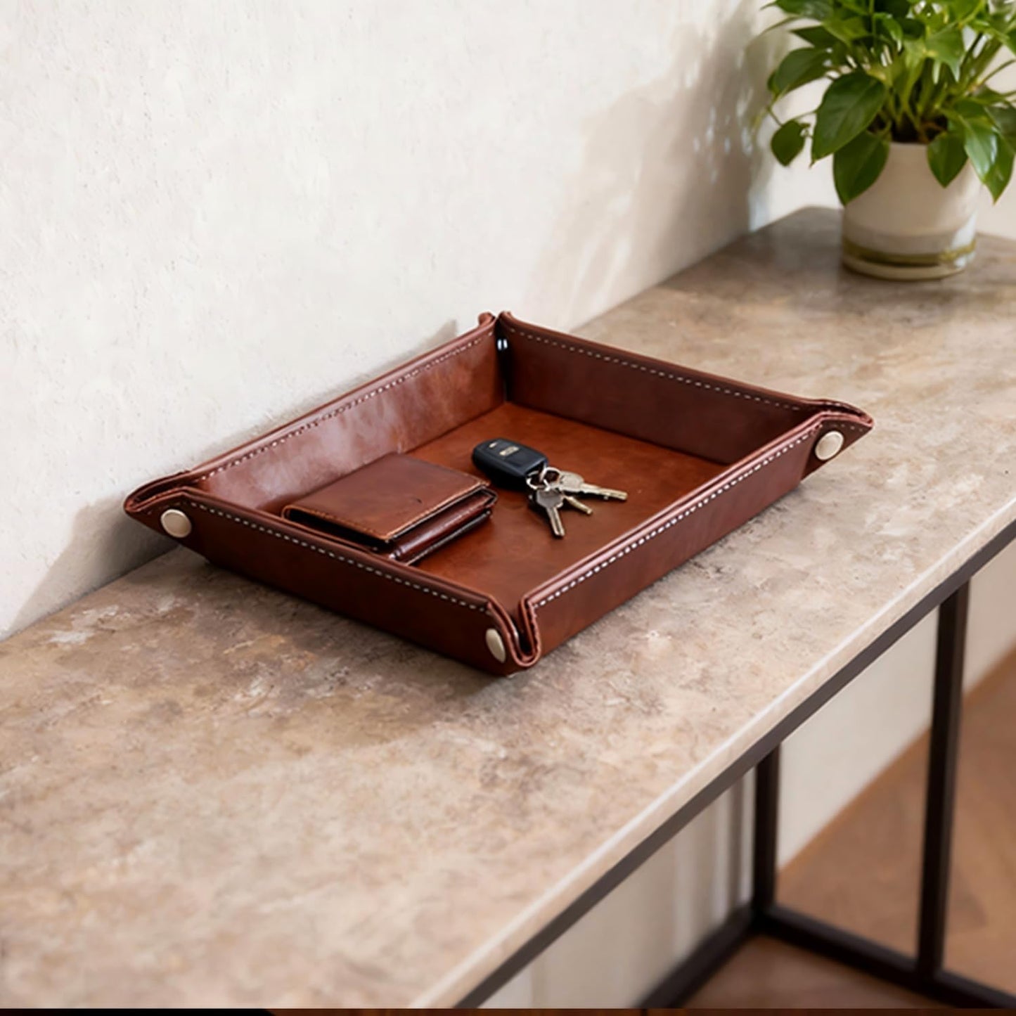 Catchall Tray / Leather Valet Tray Organizer / Maroon
