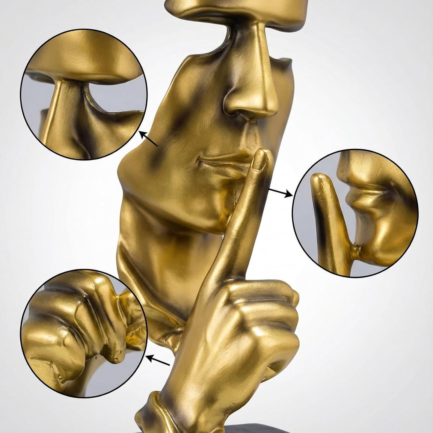 Abstract Face Statue / Golden Silence Figurine
